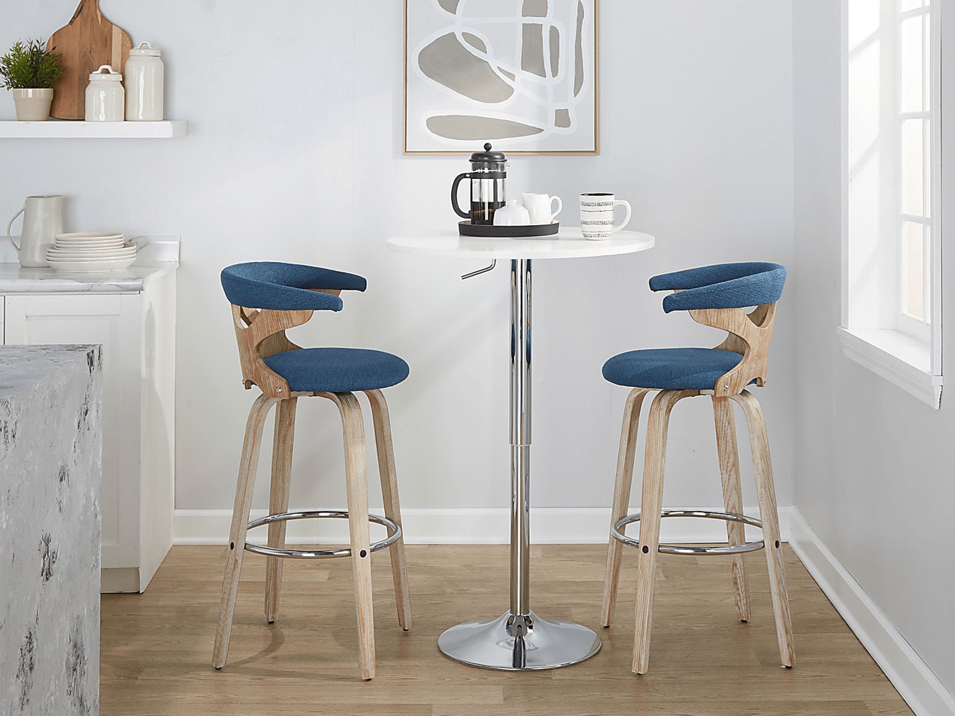 Wyndmoor II Blue Swivel Barstool, Set of 2 - Image 2