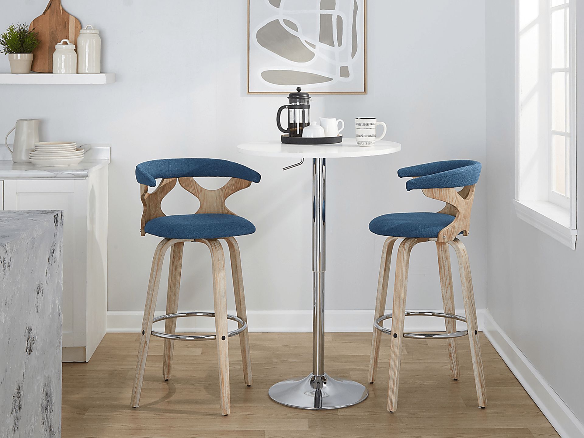 Wyndmoor II Blue Swivel Barstool, Set of 2 - Image 3
