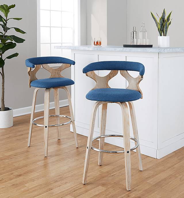 Wyndmoor II Blue Swivel Barstool, Set of 2 - Thumbnail - Image 4