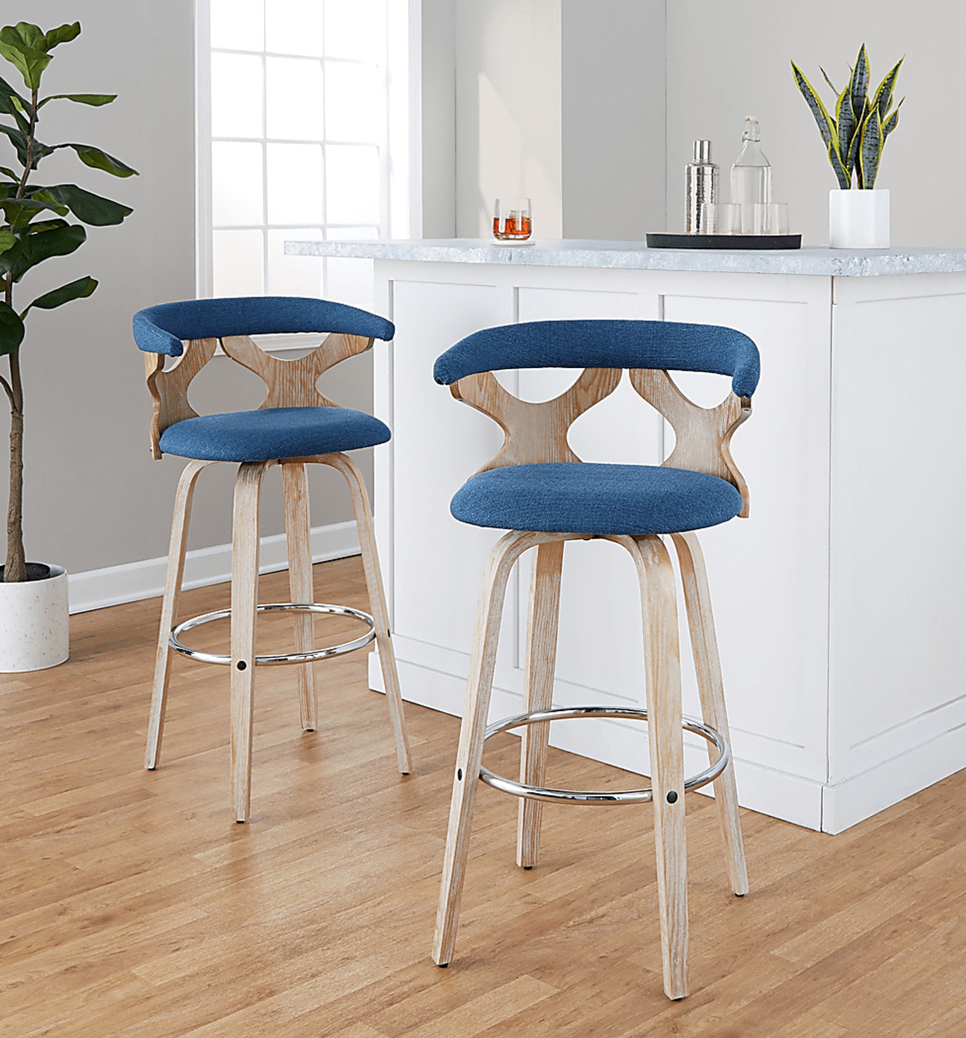 Wyndmoor II Blue Swivel Barstool, Set of 2 - Image 4
