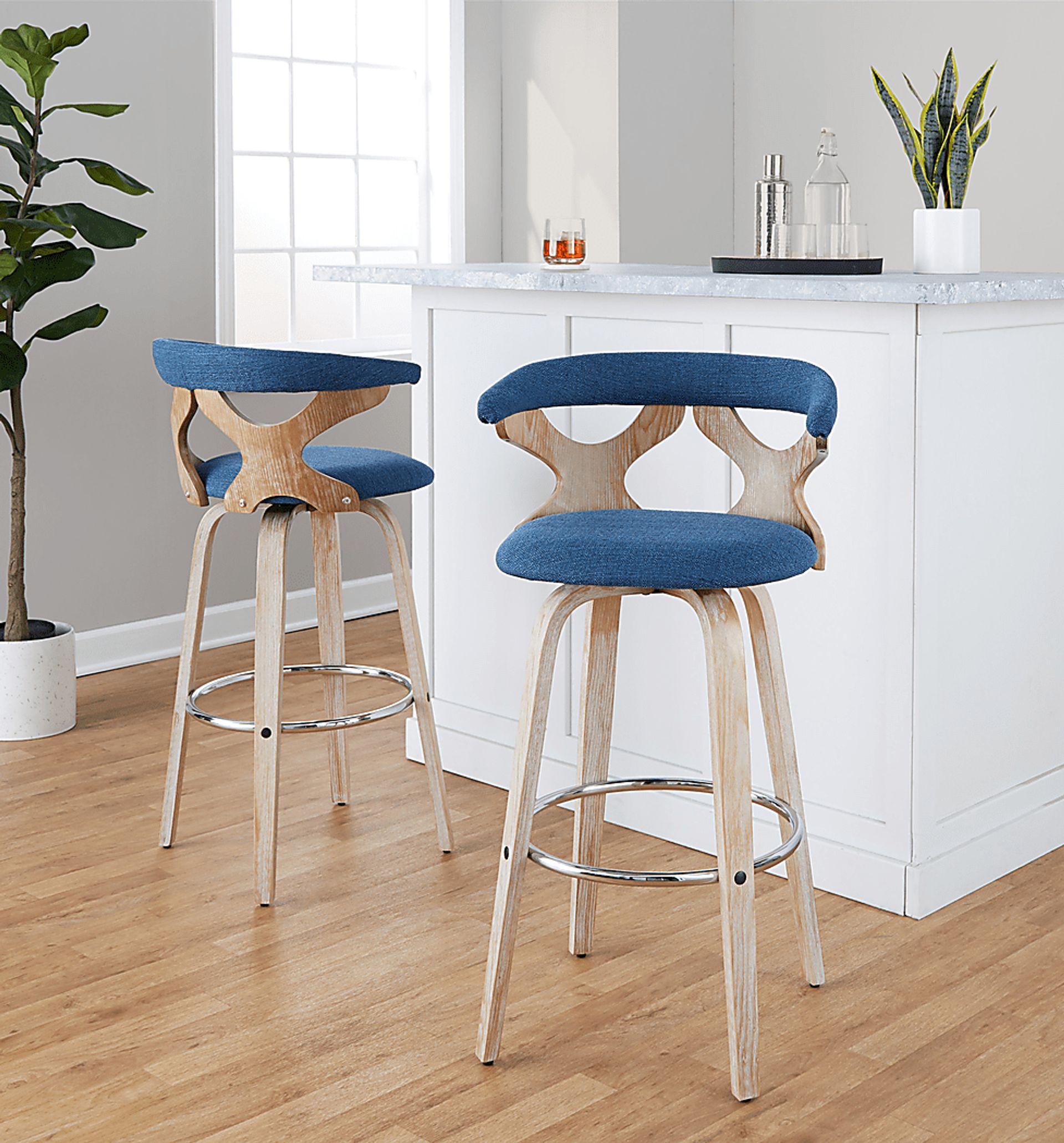 Wyndmoor II Blue Swivel Barstool, Set of 2 - Image 5