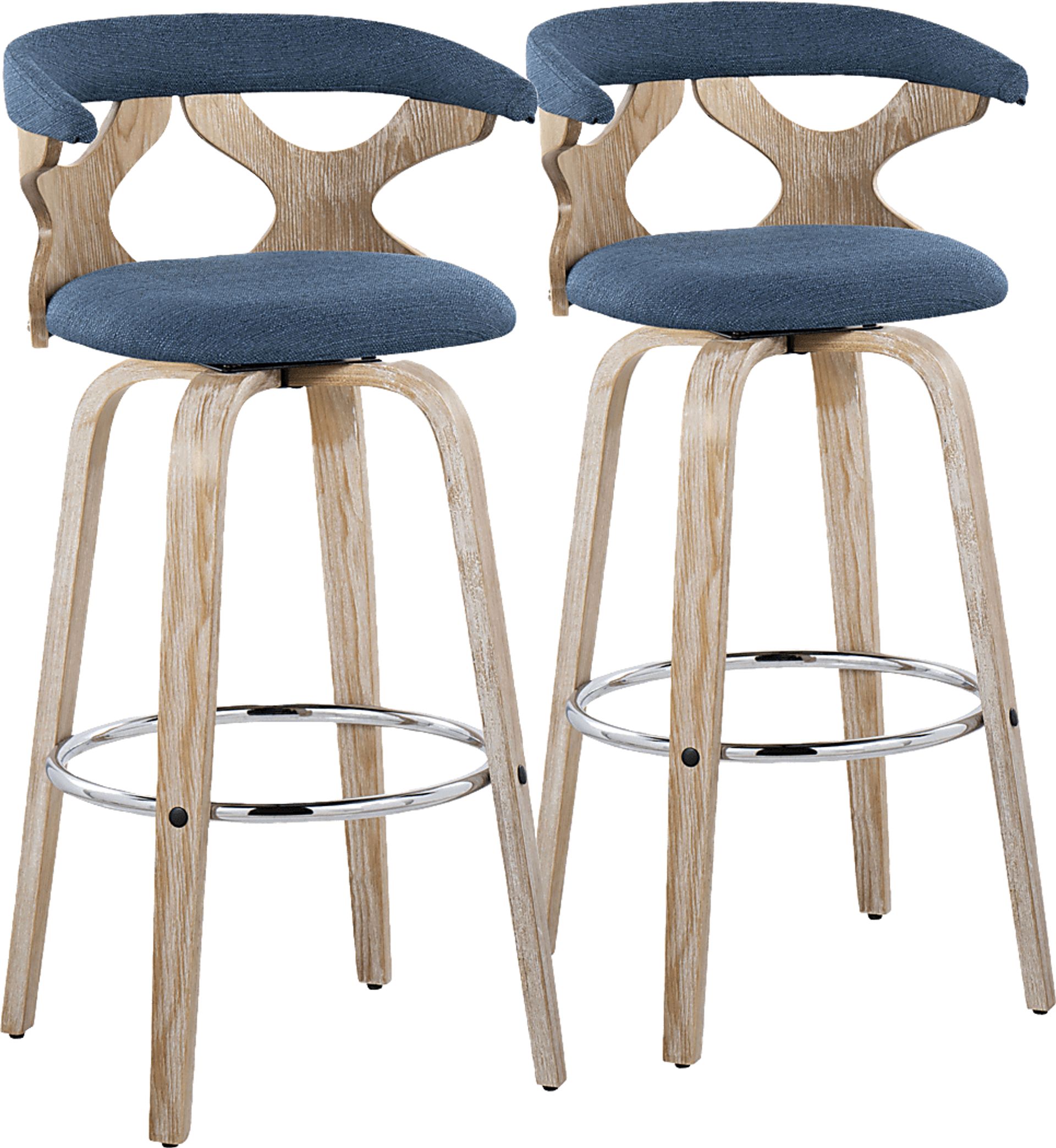 Wyndmoor II Blue Swivel Barstool, Set of 2 - Image 1