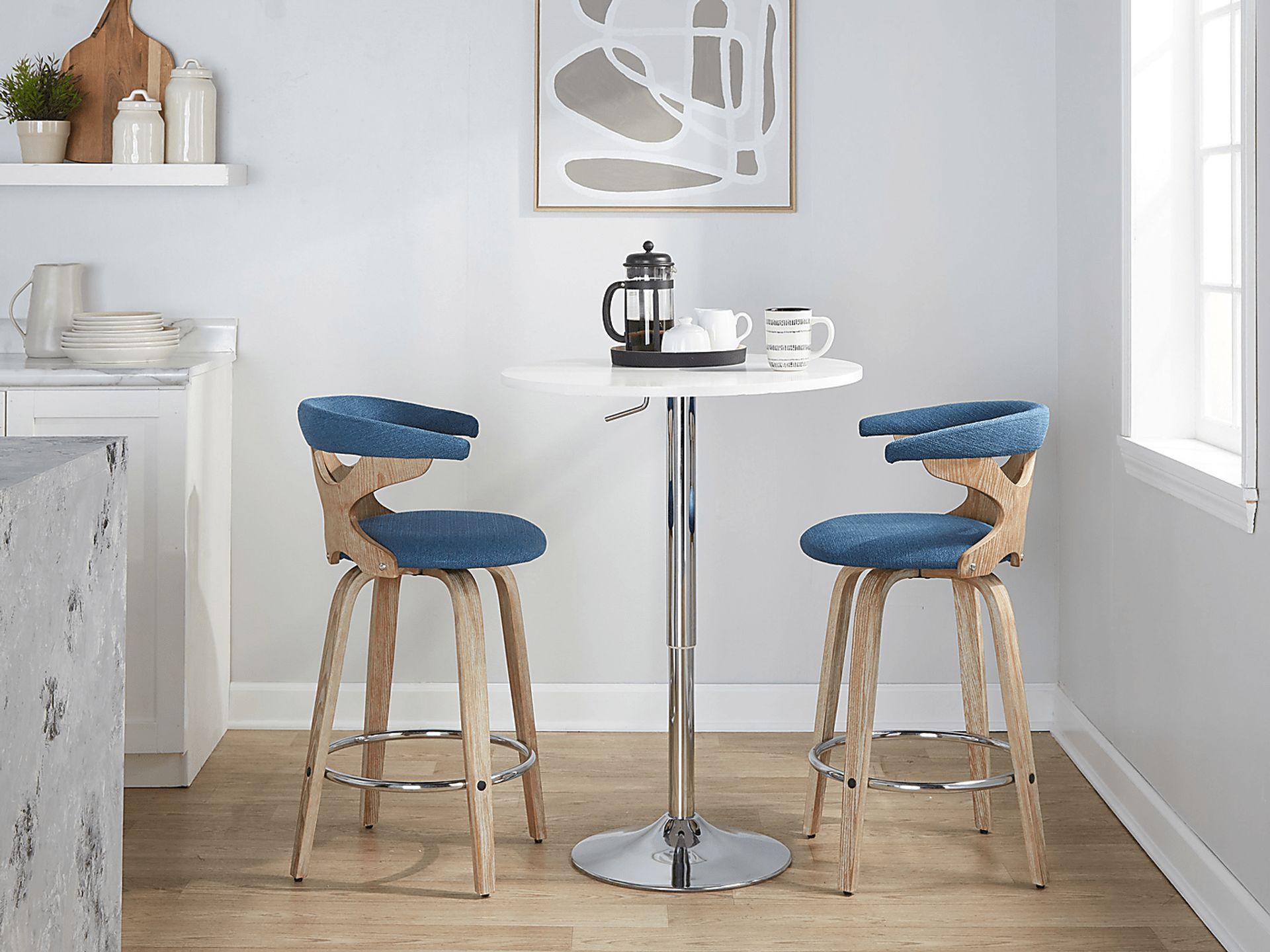 Wyndmoor II Blue Swivel Counter Height Stool, Set of 2 - Image 2