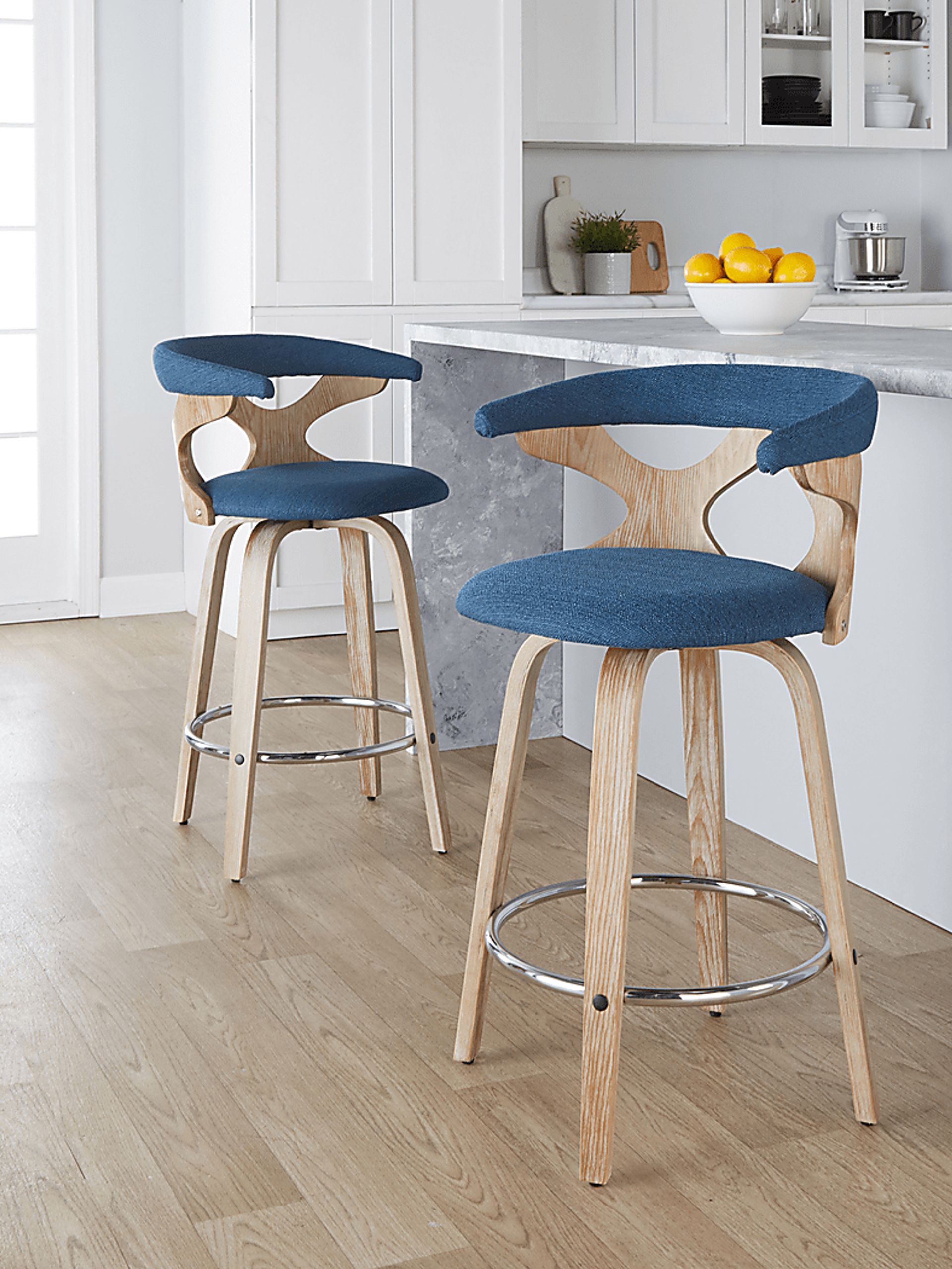 Wyndmoor II Blue Swivel Counter Height Stool, Set of 2 - Image 4