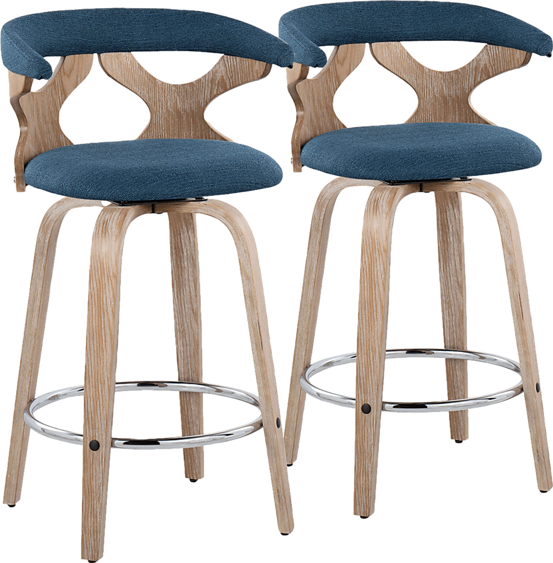 Wyndmoor II Blue Swivel Counter Height Stool, Set of 2 - Image 1