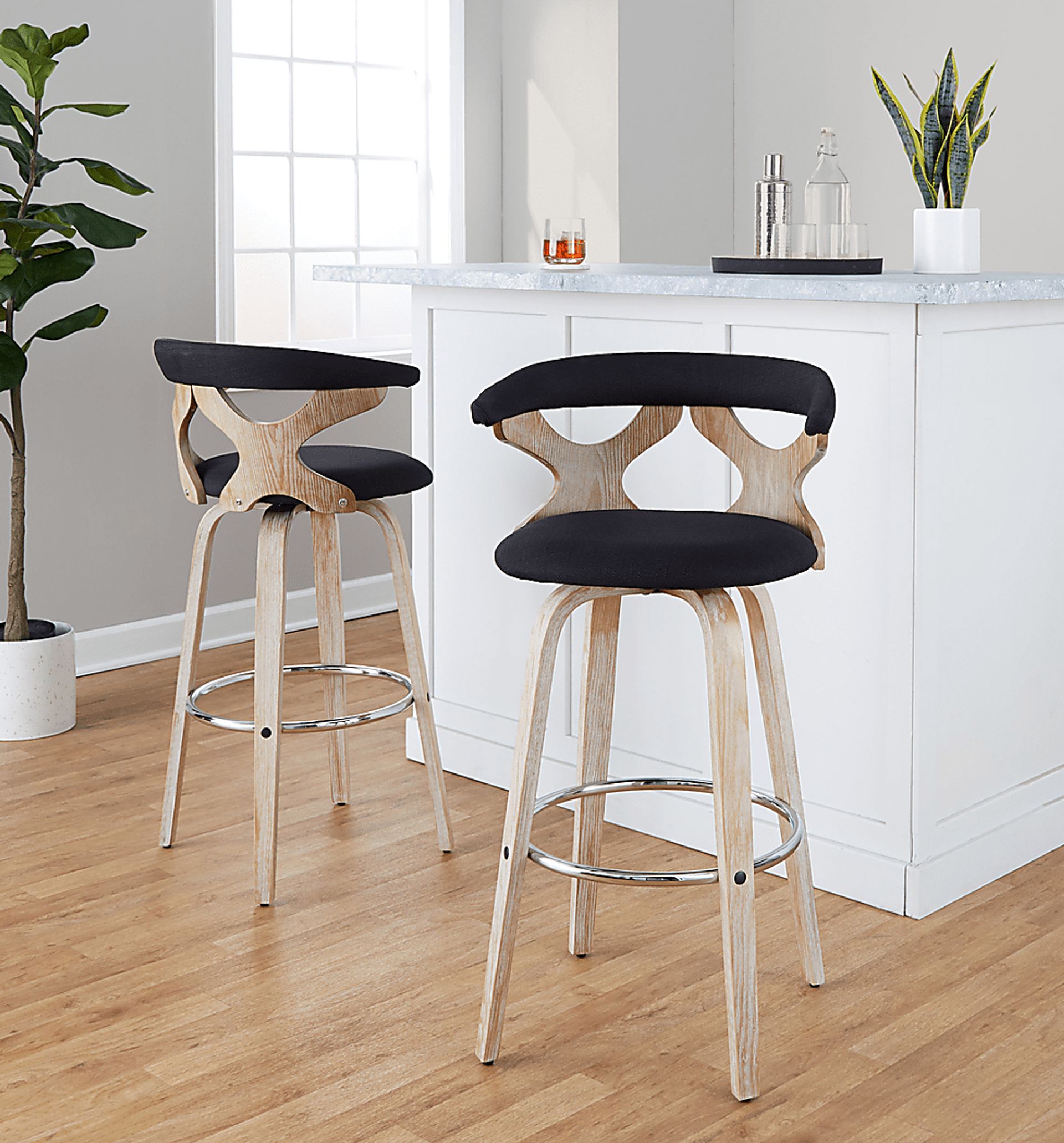 Wyndmoor II Charcoal Swivel Barstool, Set of 2 - Image 5