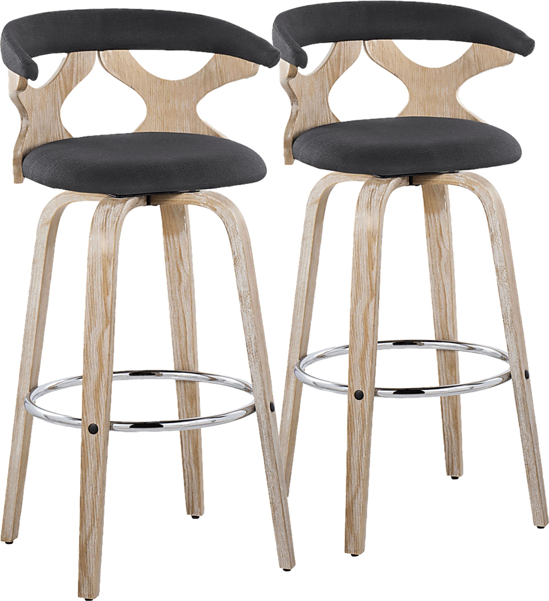 Wyndmoor II Charcoal Swivel Barstool, Set of 2 - Image 1