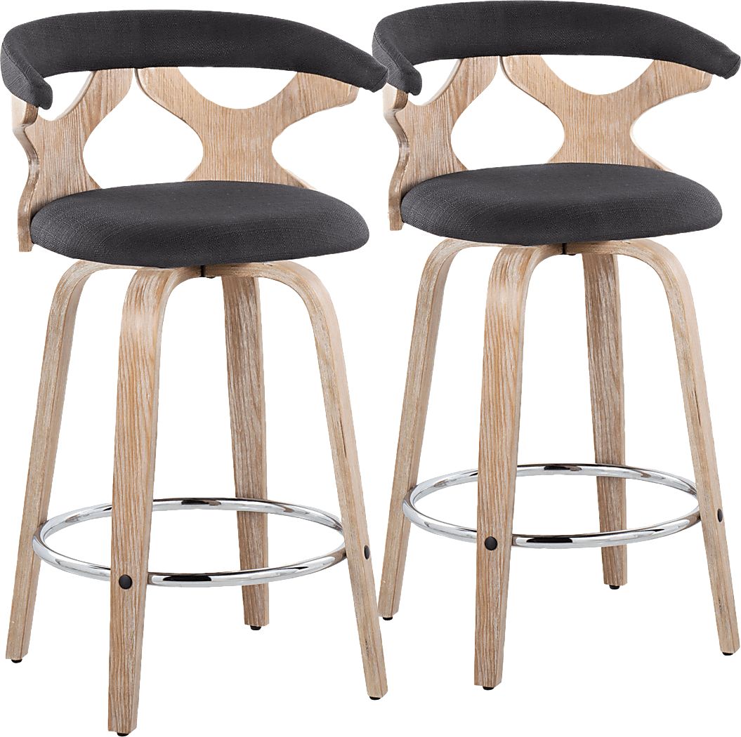 Wyndmoor II Charcoal Swivel Counter Height Stool, Set of 2