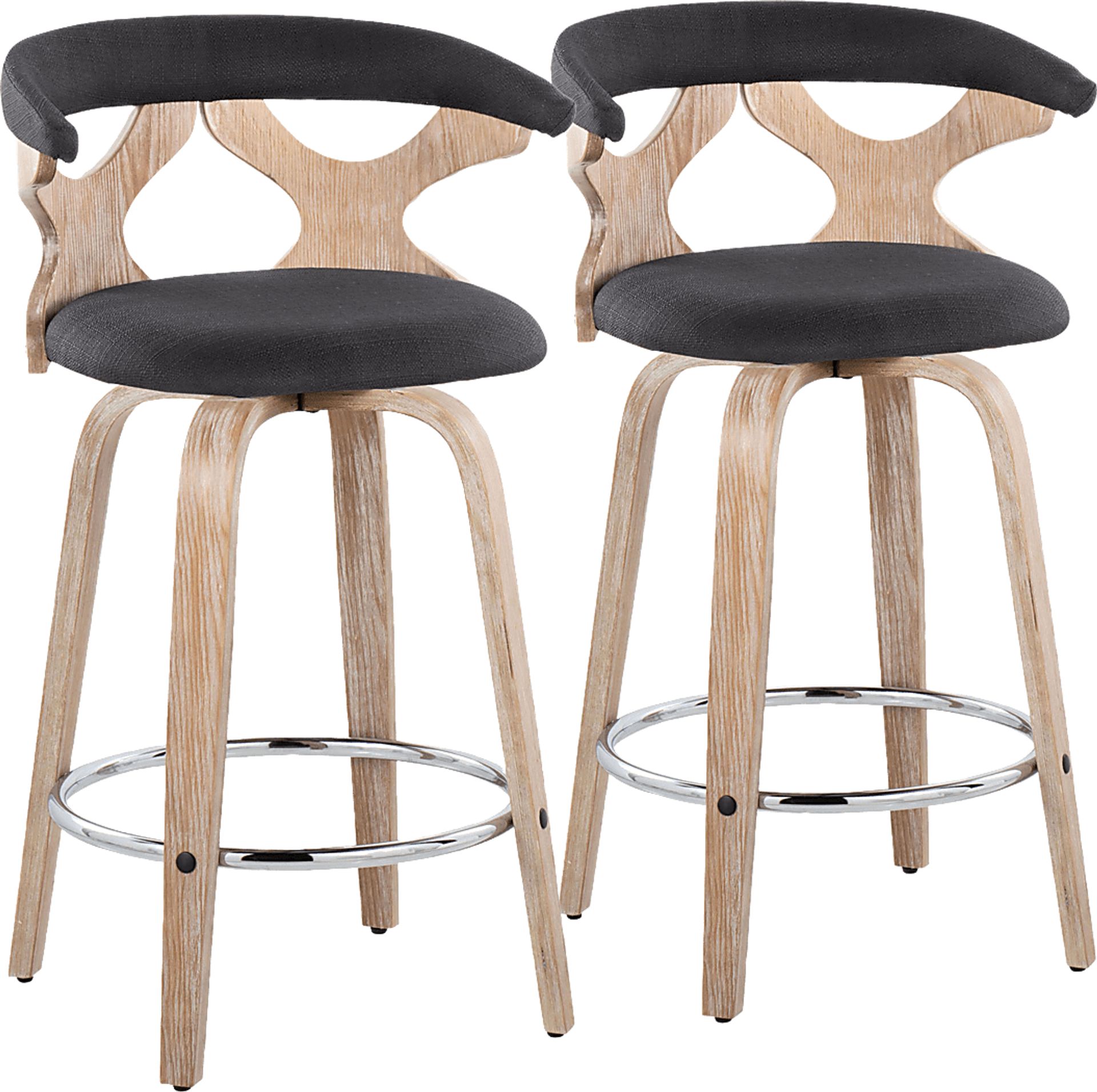 Wyndmoor II Charcoal Swivel Counter Height Stool, Set of 2 - Image 1