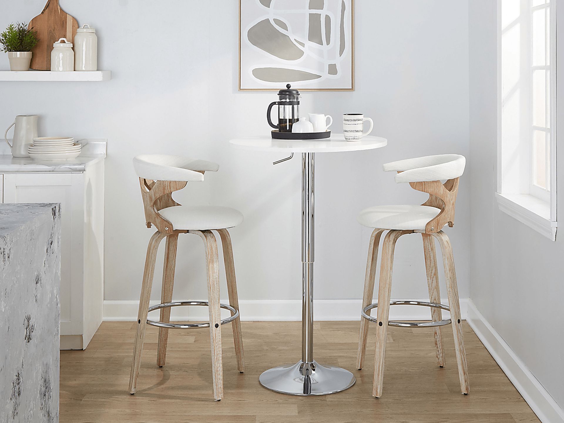 Wyndmoor II Cream Swivel Barstool, Set of 2 - Image 2