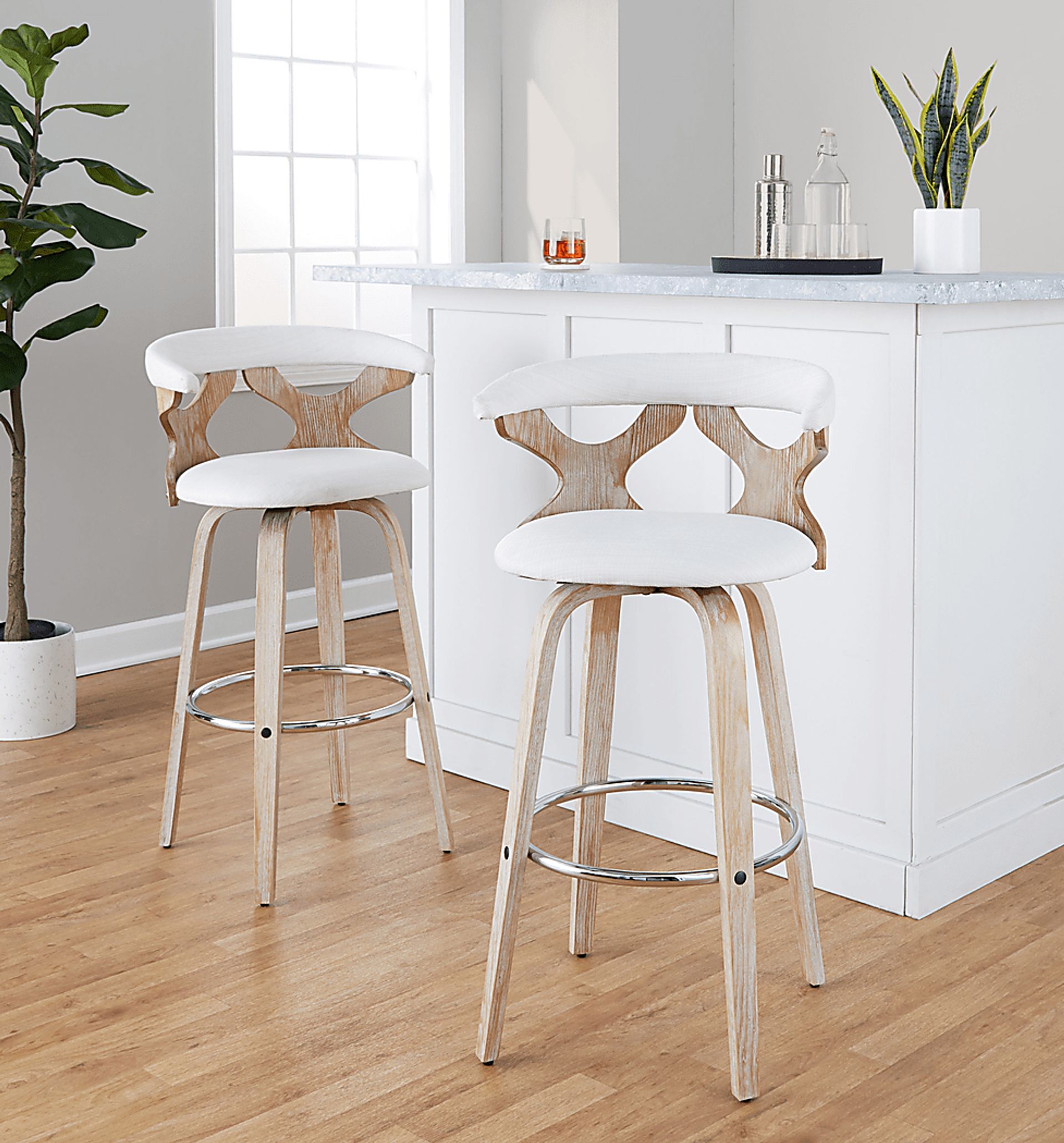 Wyndmoor II Cream Swivel Barstool, Set of 2 - Image 4