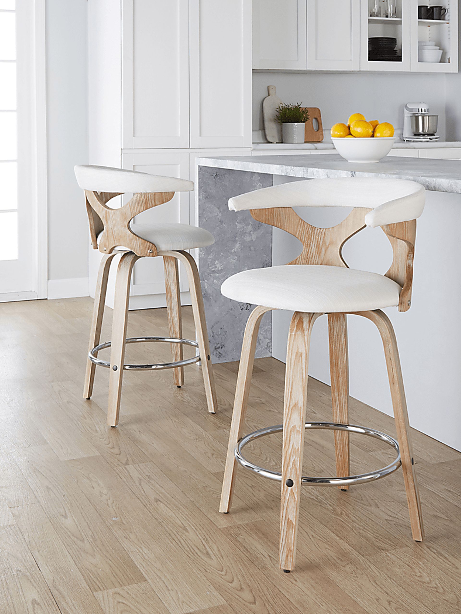 Wyndmoor II Cream Swivel Counter Height Stool, Set of 2 - Image 5