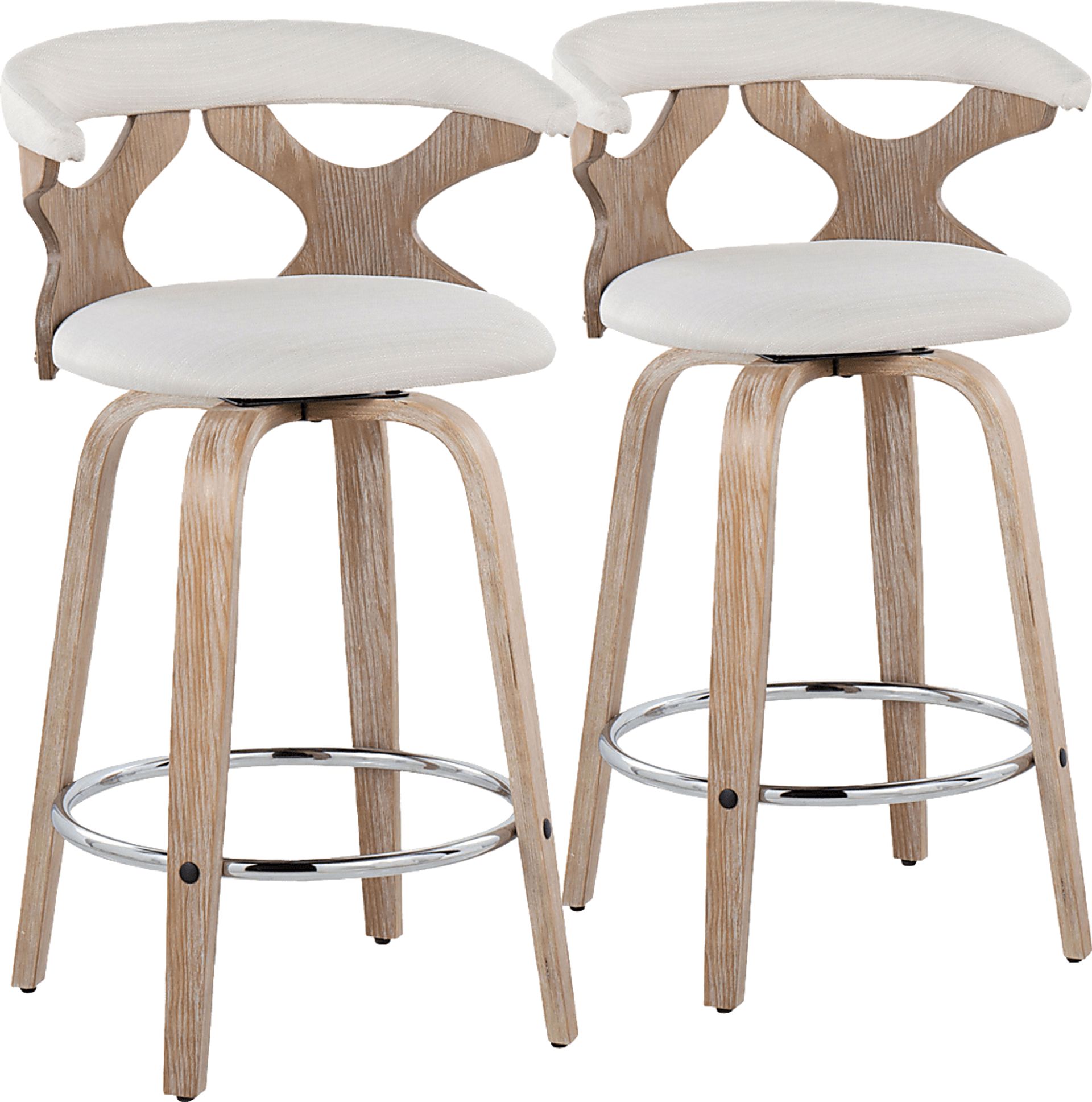Wyndmoor II Cream Swivel Counter Height Stool, Set of 2 - Image 1