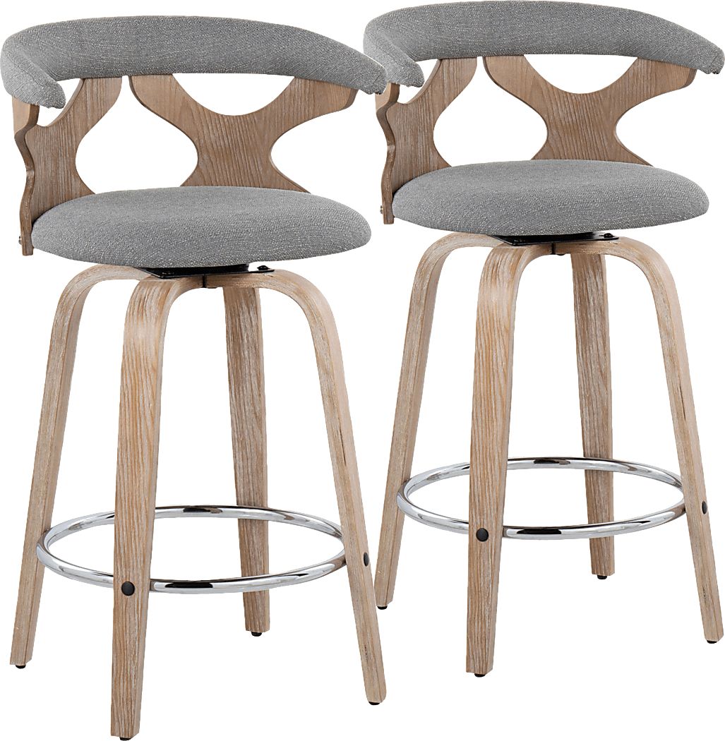 Wyndmoor II Gray Swivel Counter Height Stool, Set of 2