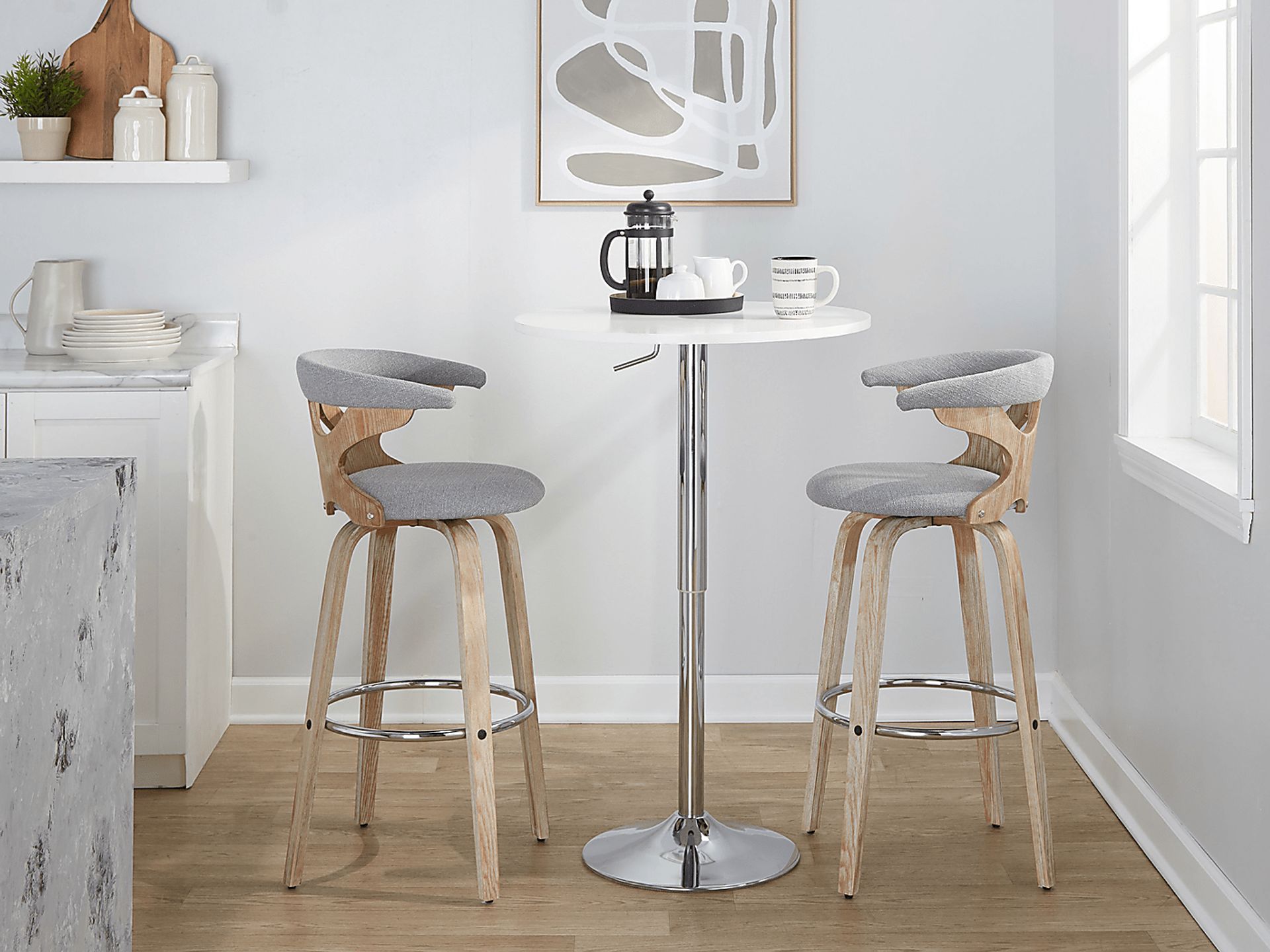 Wyndmoor II Light Gray Swivel Barstool, Set of 2 - Image 2
