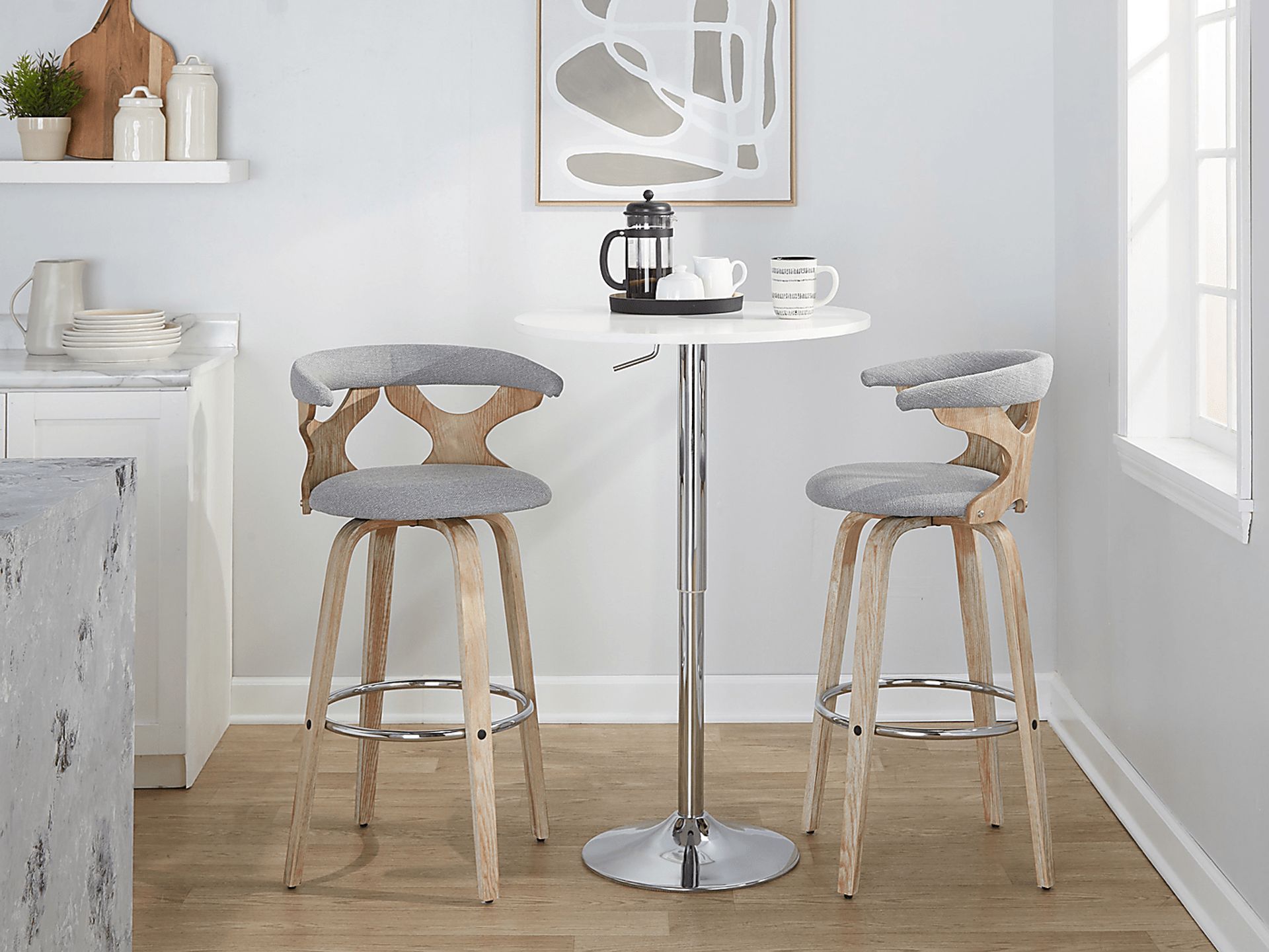 Wyndmoor II Light Gray Swivel Barstool, Set of 2 - Image 3