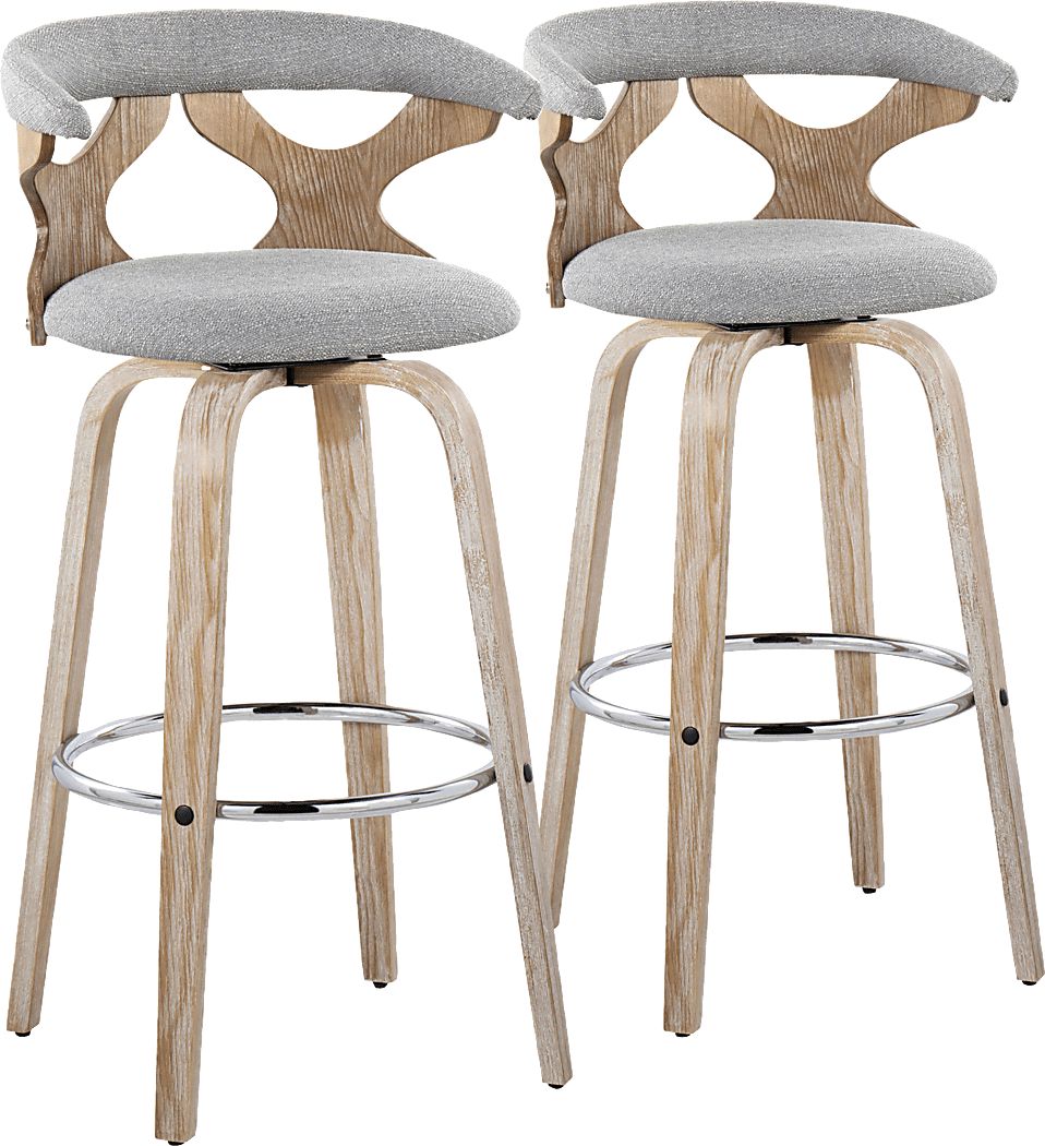 Wyndmoor II Light Gray Swivel Barstool, Set of 2