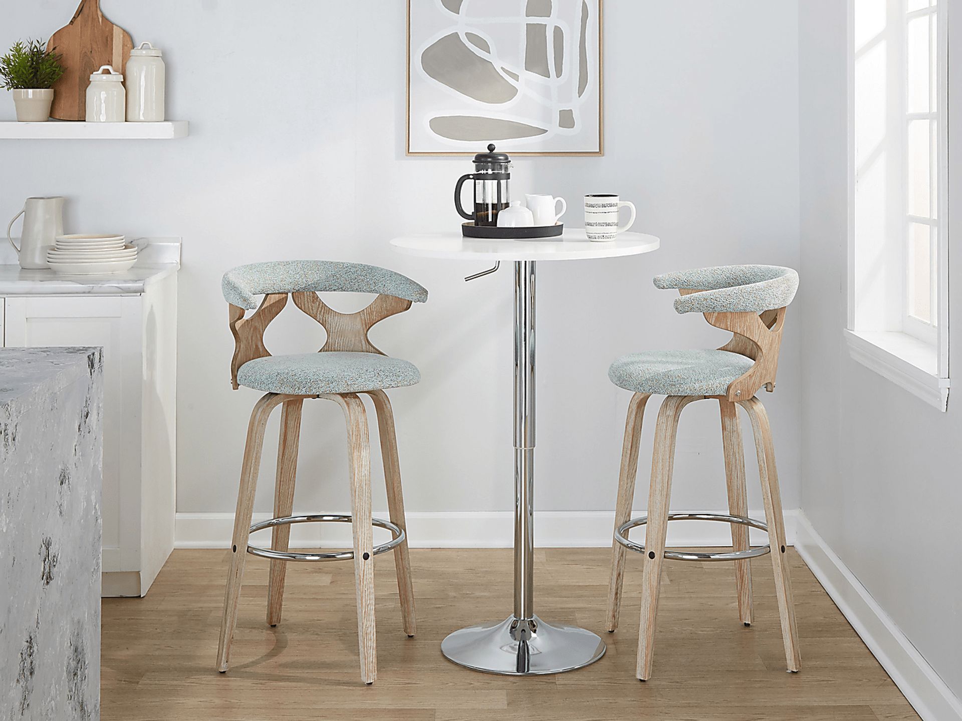 Wyndmoor II Seafoam Swivel Barstool, Set of 2 - Image 3