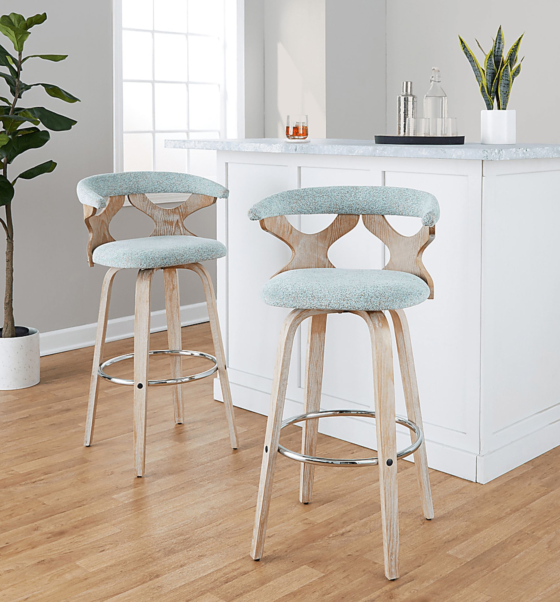 Wyndmoor II Seafoam Swivel Barstool, Set of 2 - Image 4