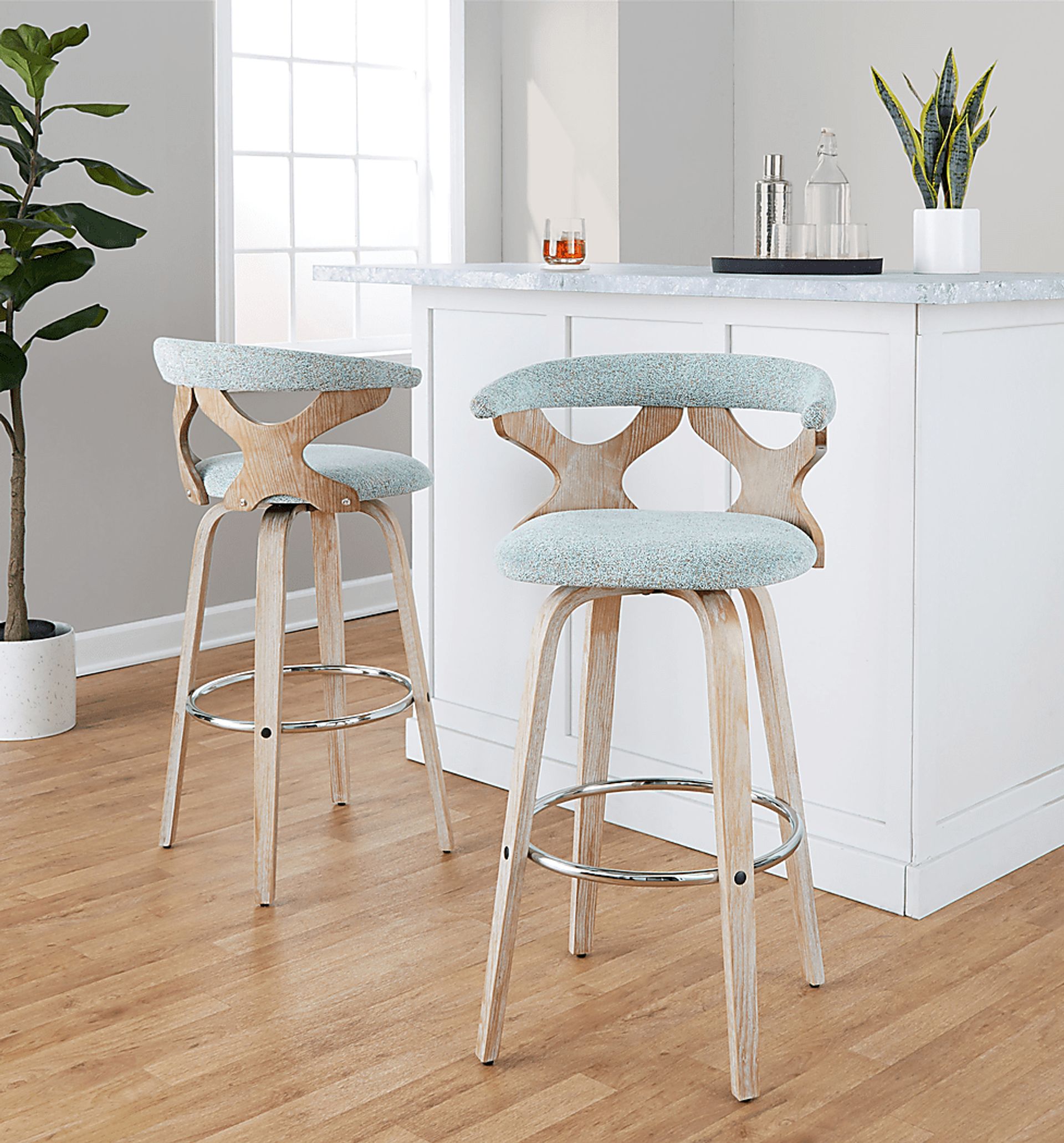 Wyndmoor II Seafoam Swivel Barstool, Set of 2 - Image 5