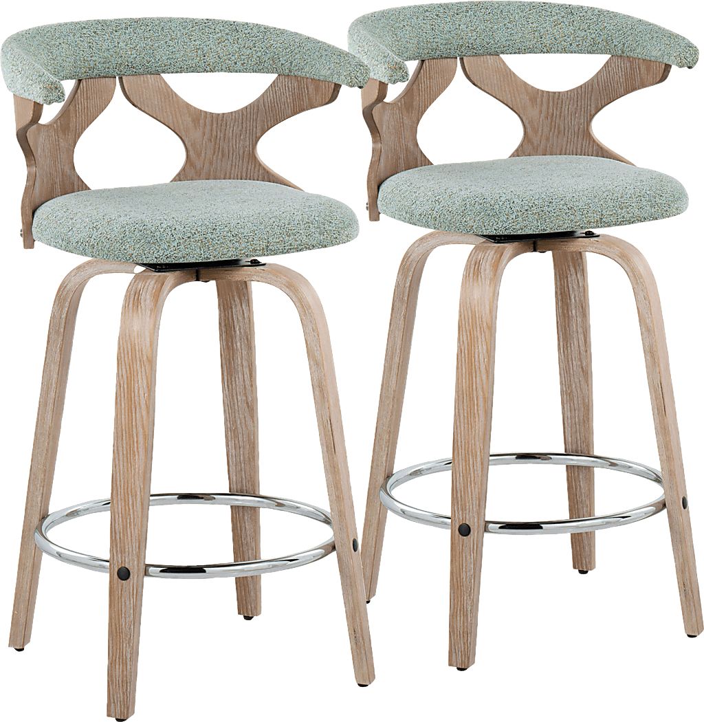 Wyndmoor II Seafoam Swivel Counter Height Stool, Set of 2