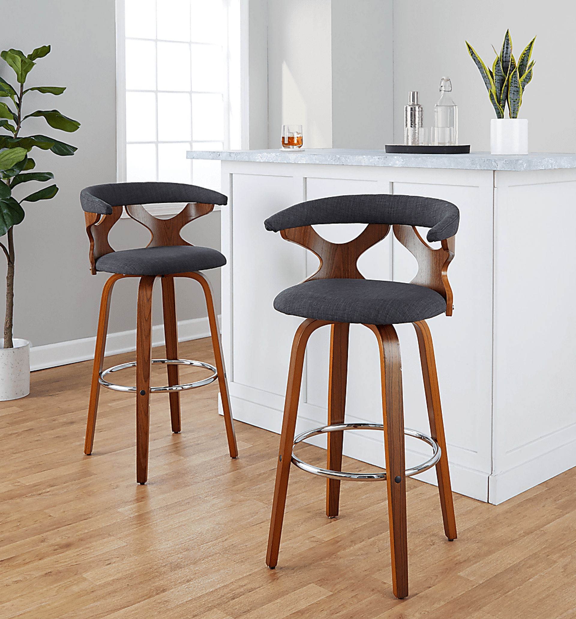 Wyndmoor III Charcoal Swivel Barstool, Set of 2 - Image 2