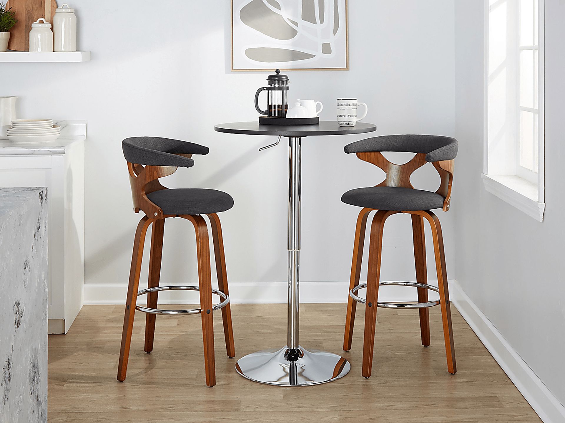 Wyndmoor III Charcoal Swivel Barstool, Set of 2 - Image 4