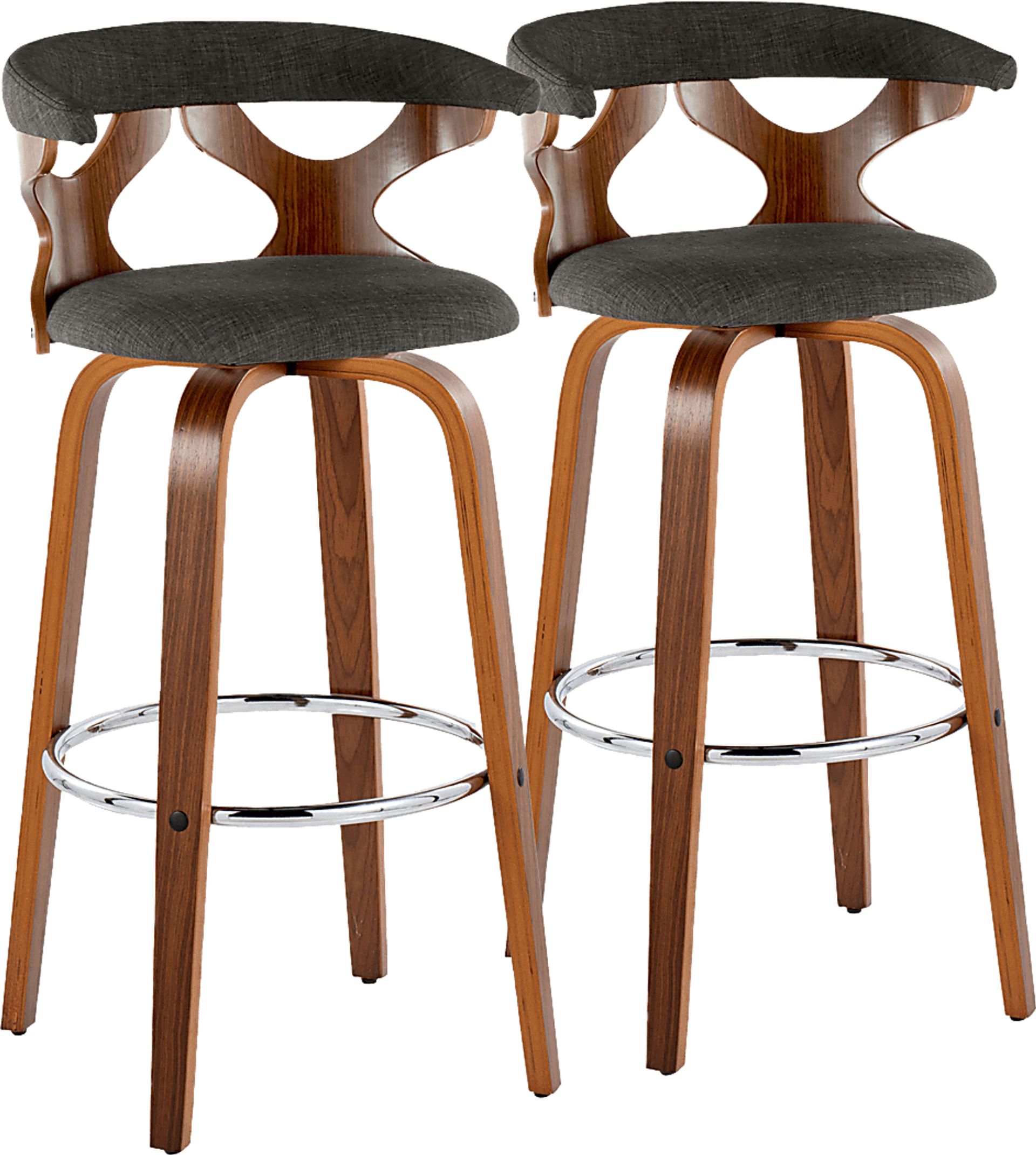 Wyndmoor III Charcoal Swivel Barstool, Set of 2 - Image 1