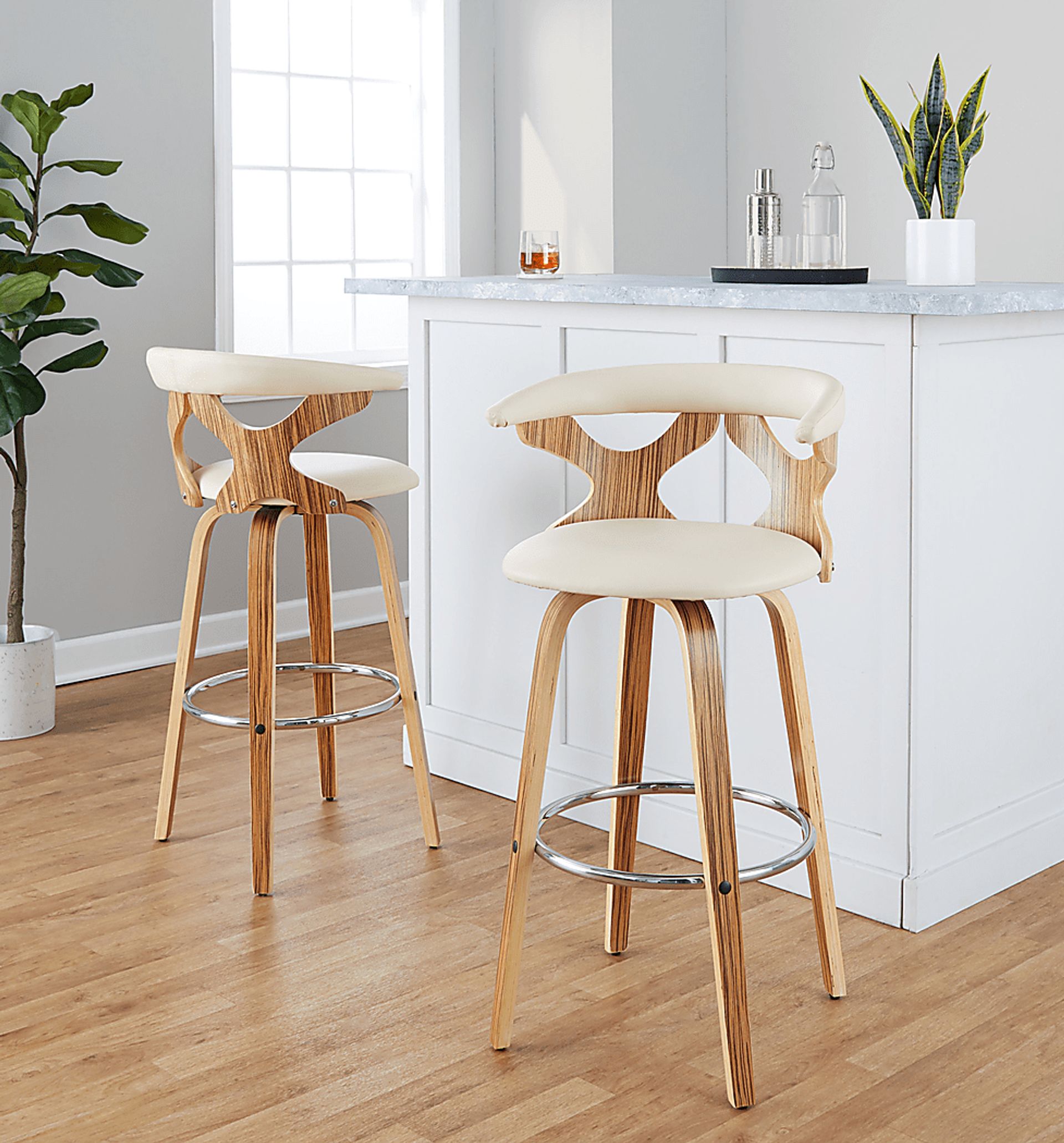 Wyndmoor V Cream Swivel Barstool, Set of 2 - Image 3