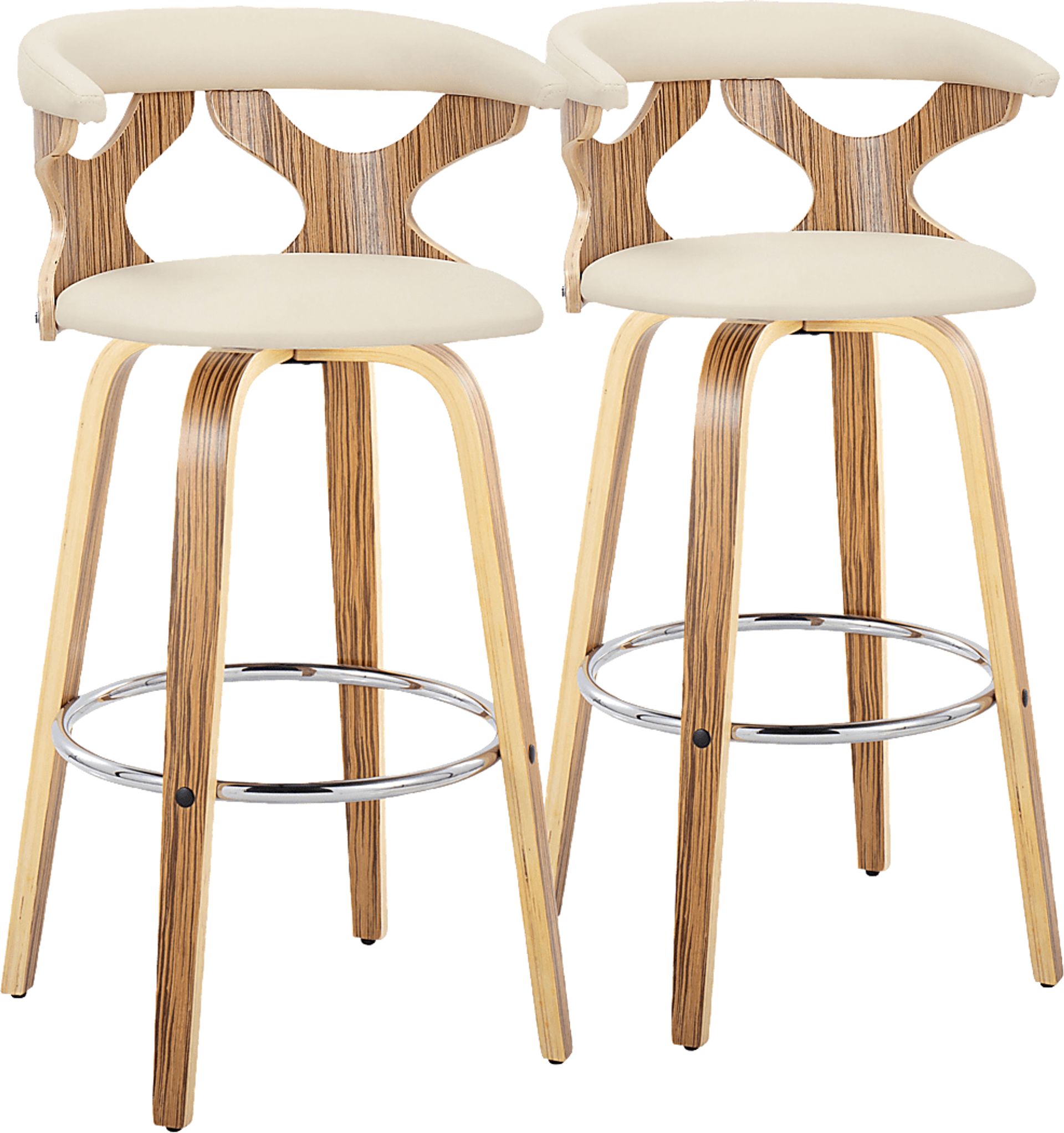 Wyndmoor V Cream Swivel Barstool, Set of 2 - Image 1