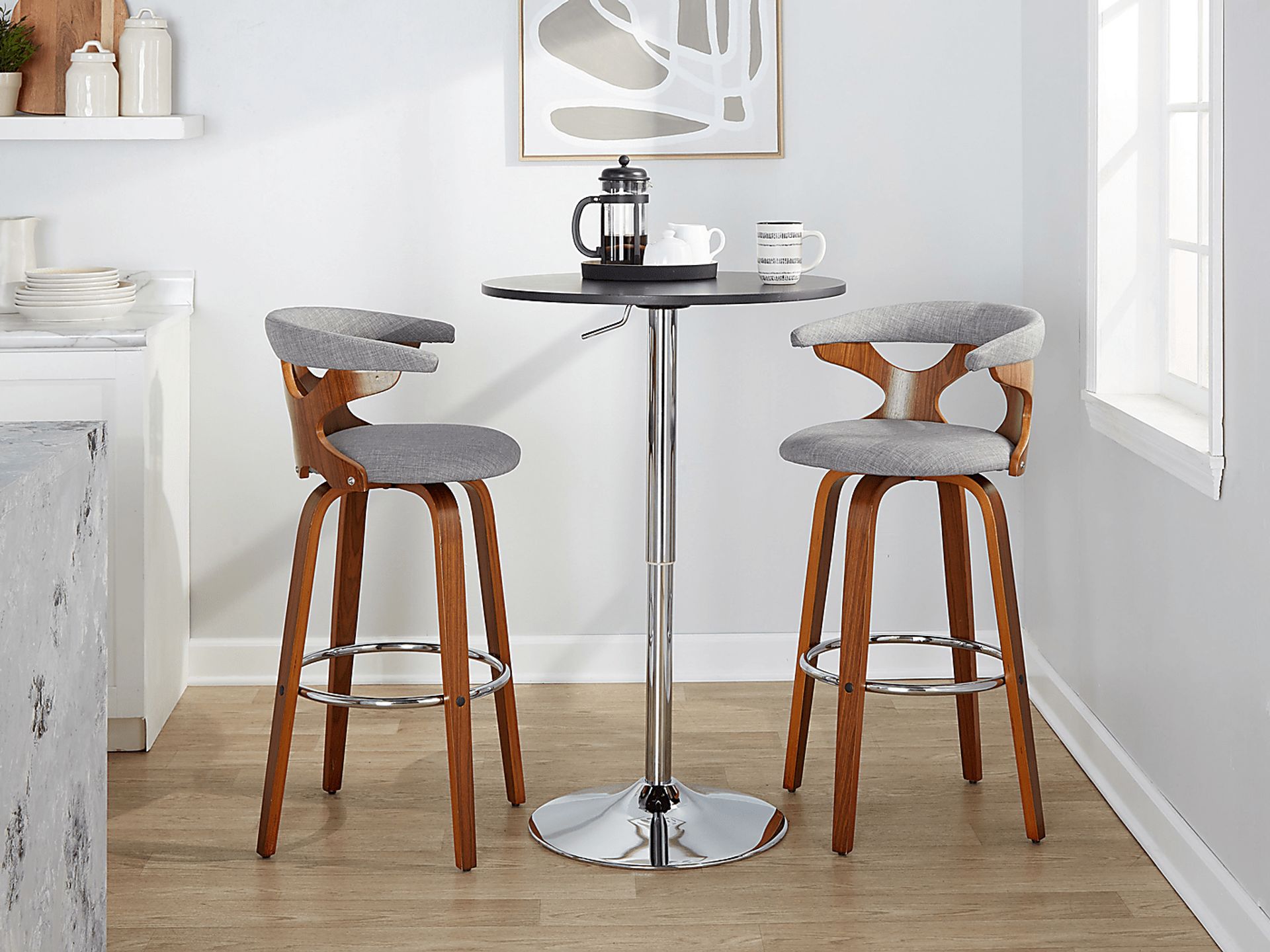 Wyndmoor III Light Gray Swivel Barstool, Set of 2 - Image 4
