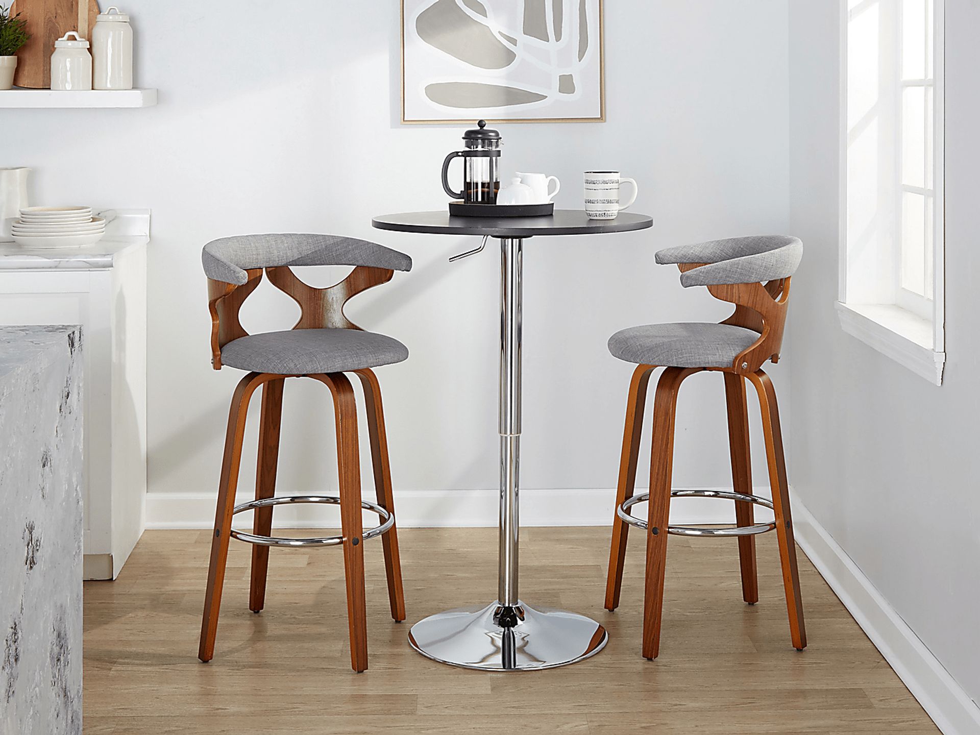 Wyndmoor III Light Gray Swivel Barstool, Set of 2 - Image 5