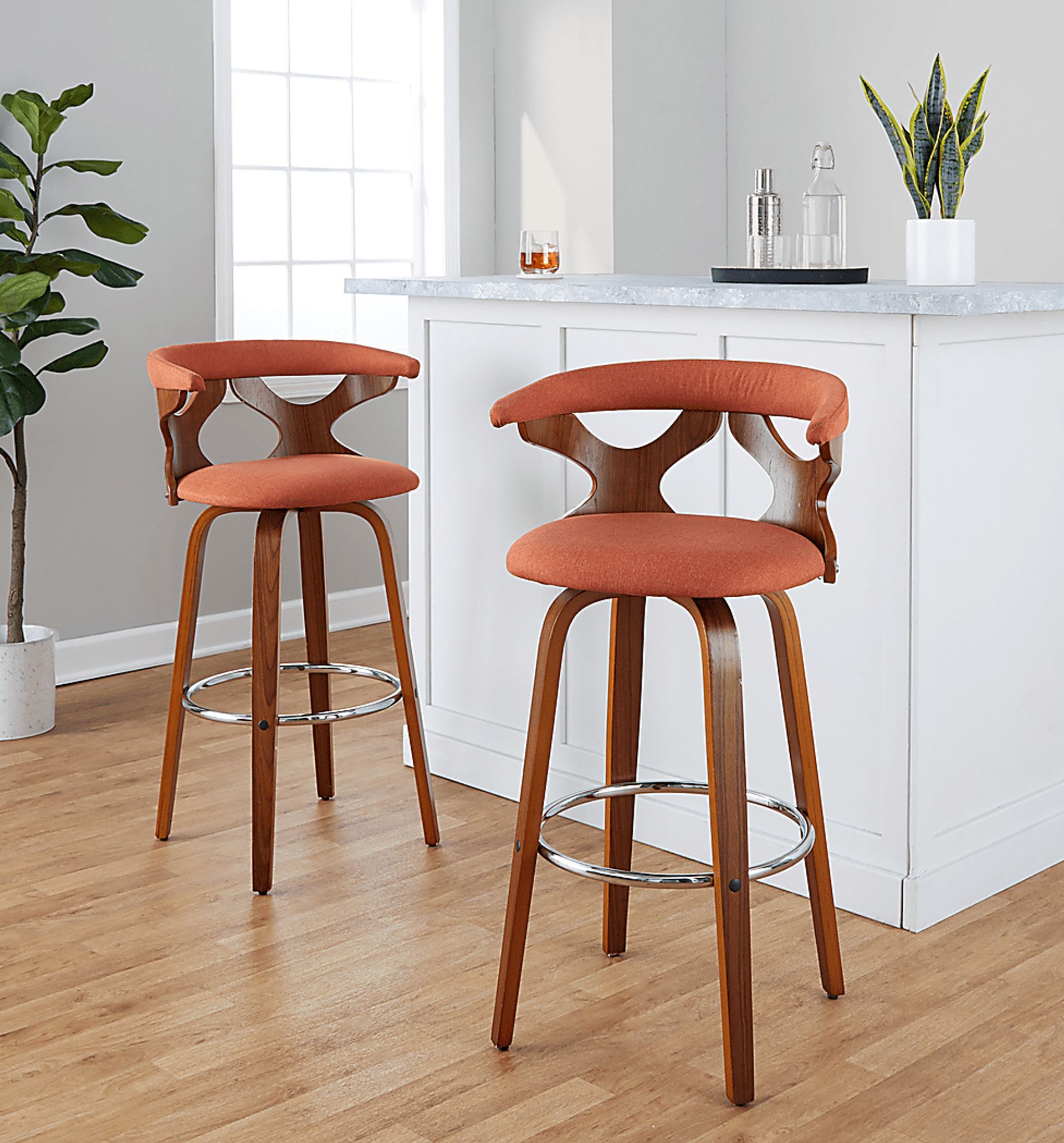 Wyndmoor III Orange Swivel Barstool, Set of 2 - Image 2