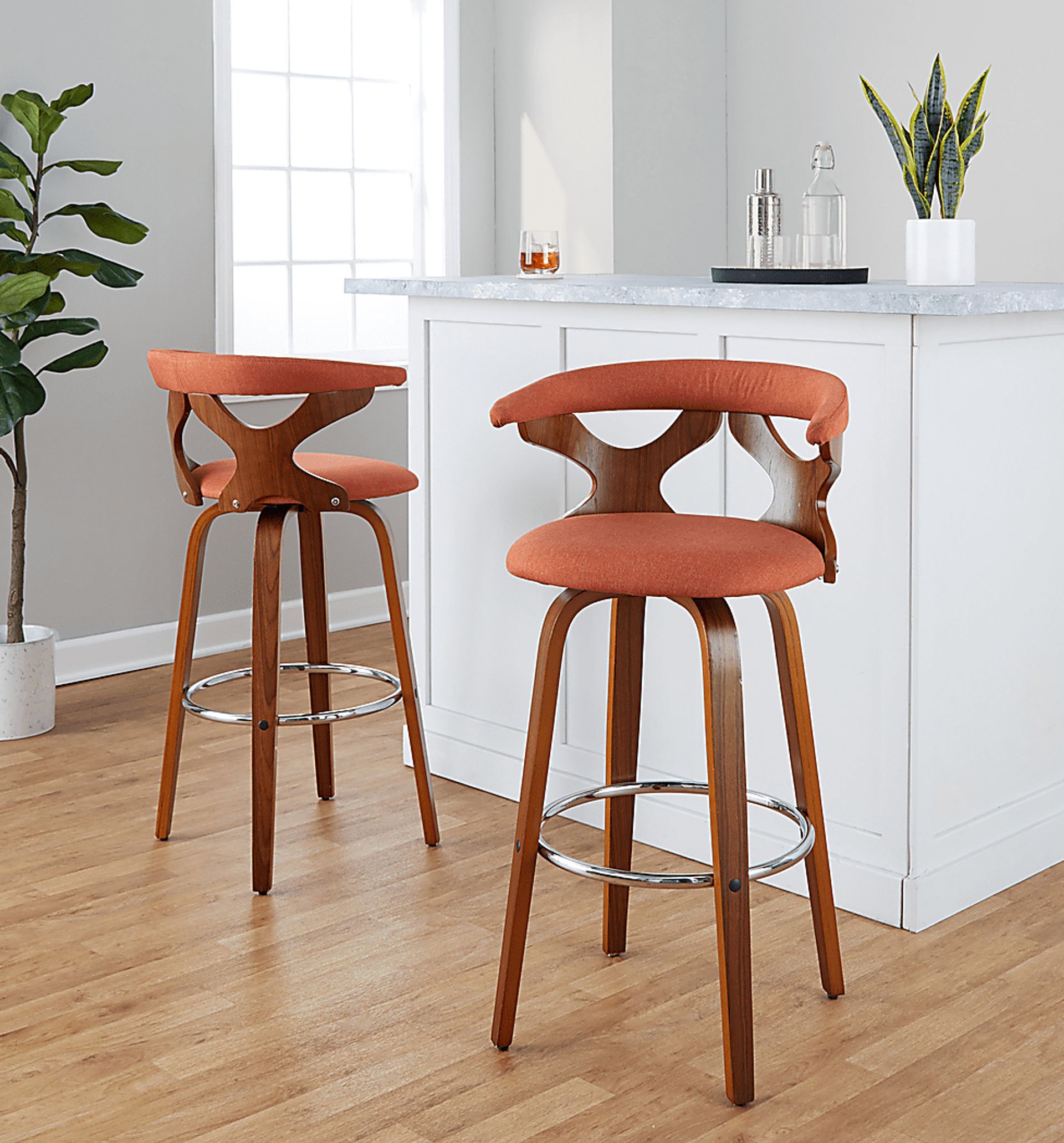 Wyndmoor III Orange Swivel Barstool, Set of 2 - Image 3