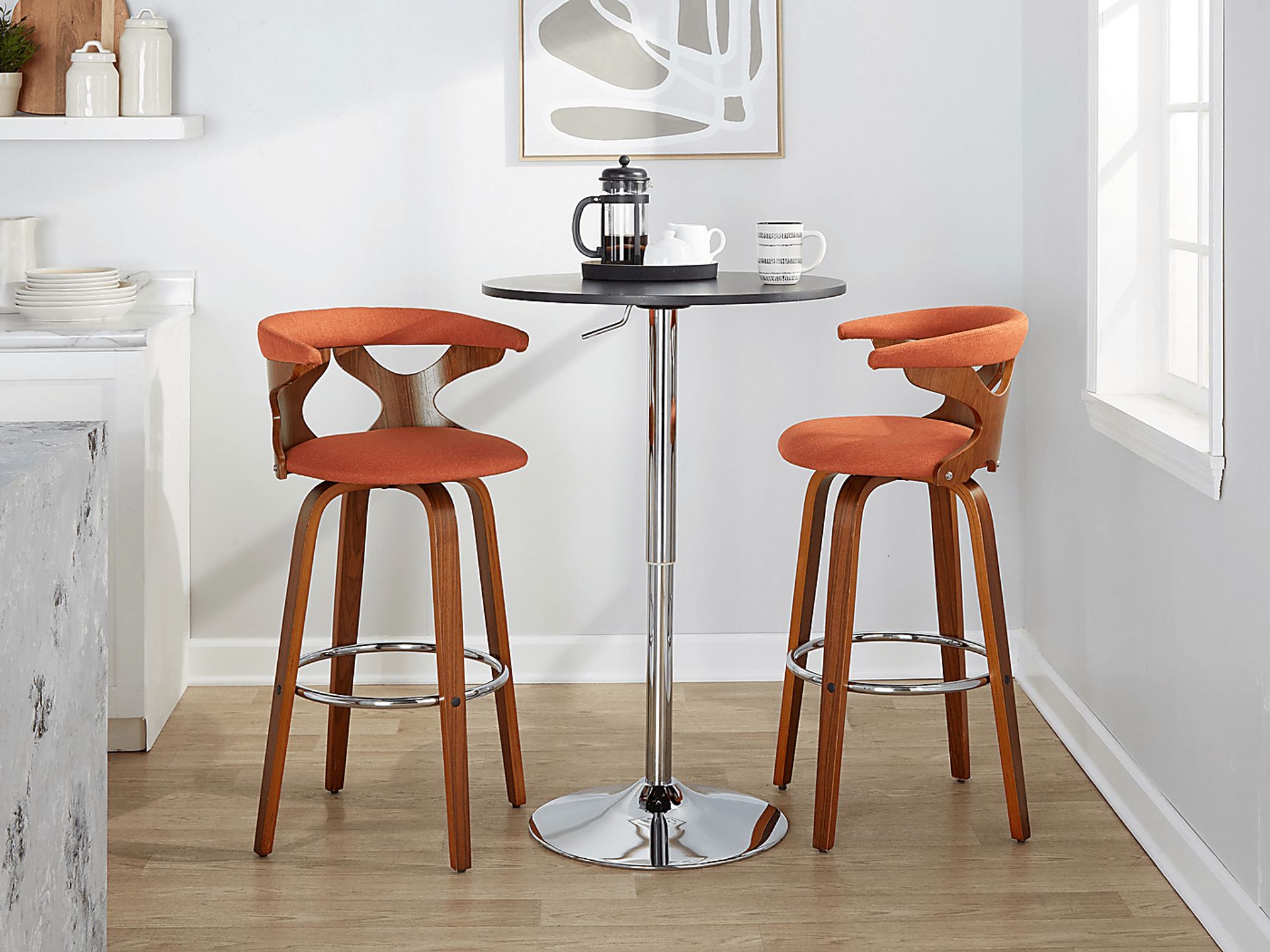 Wyndmoor III Orange Swivel Barstool, Set of 2 - Image 5