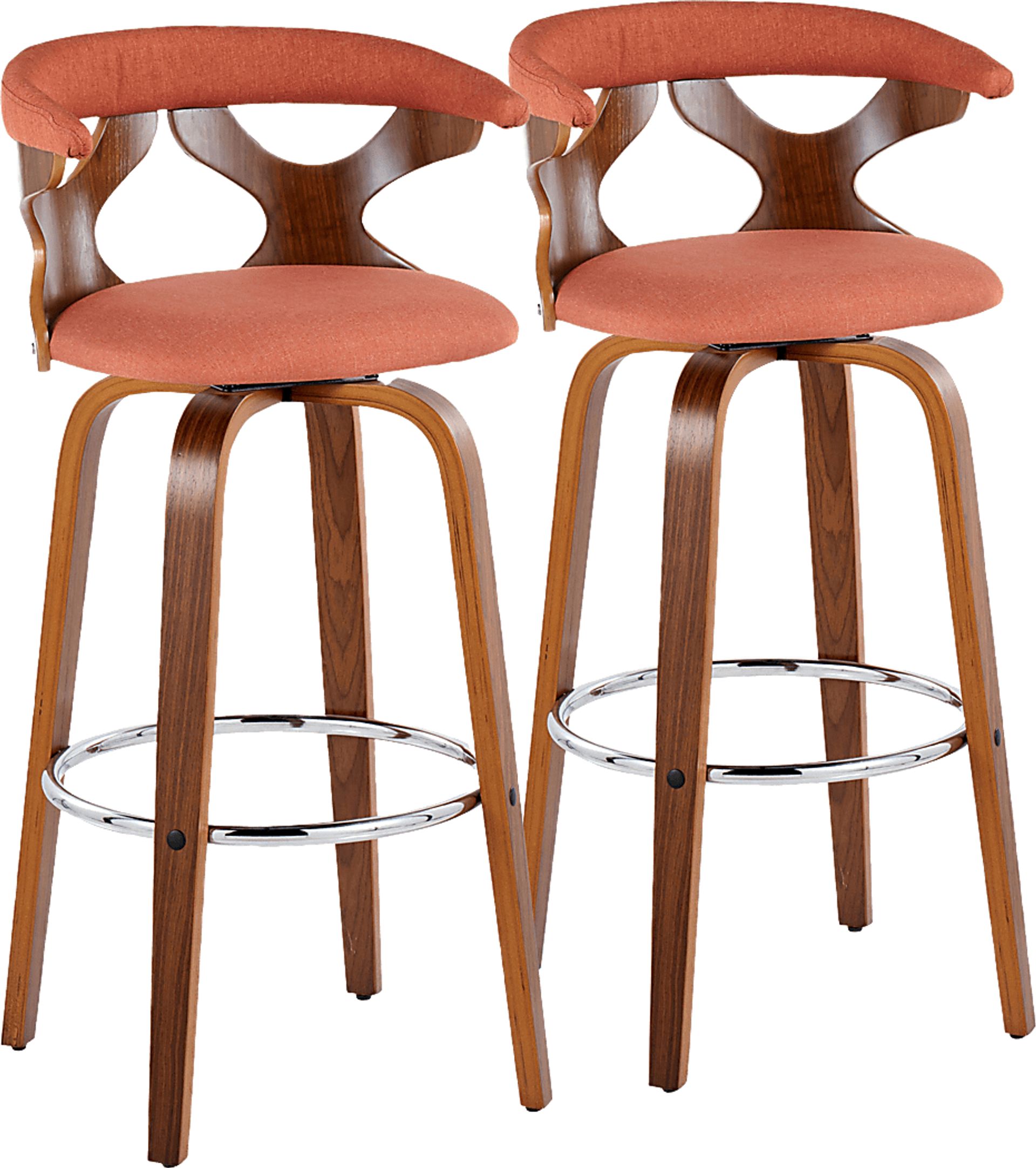 Wyndmoor III Orange Swivel Barstool, Set of 2 - Image 1
