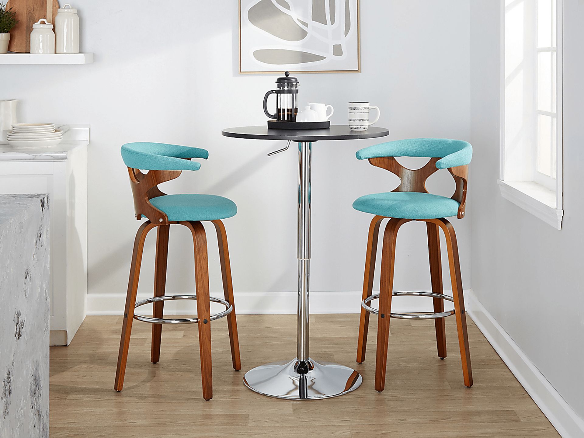 Wyndmoor III Teal Swivel Barstool, Set of 2 - Image 4