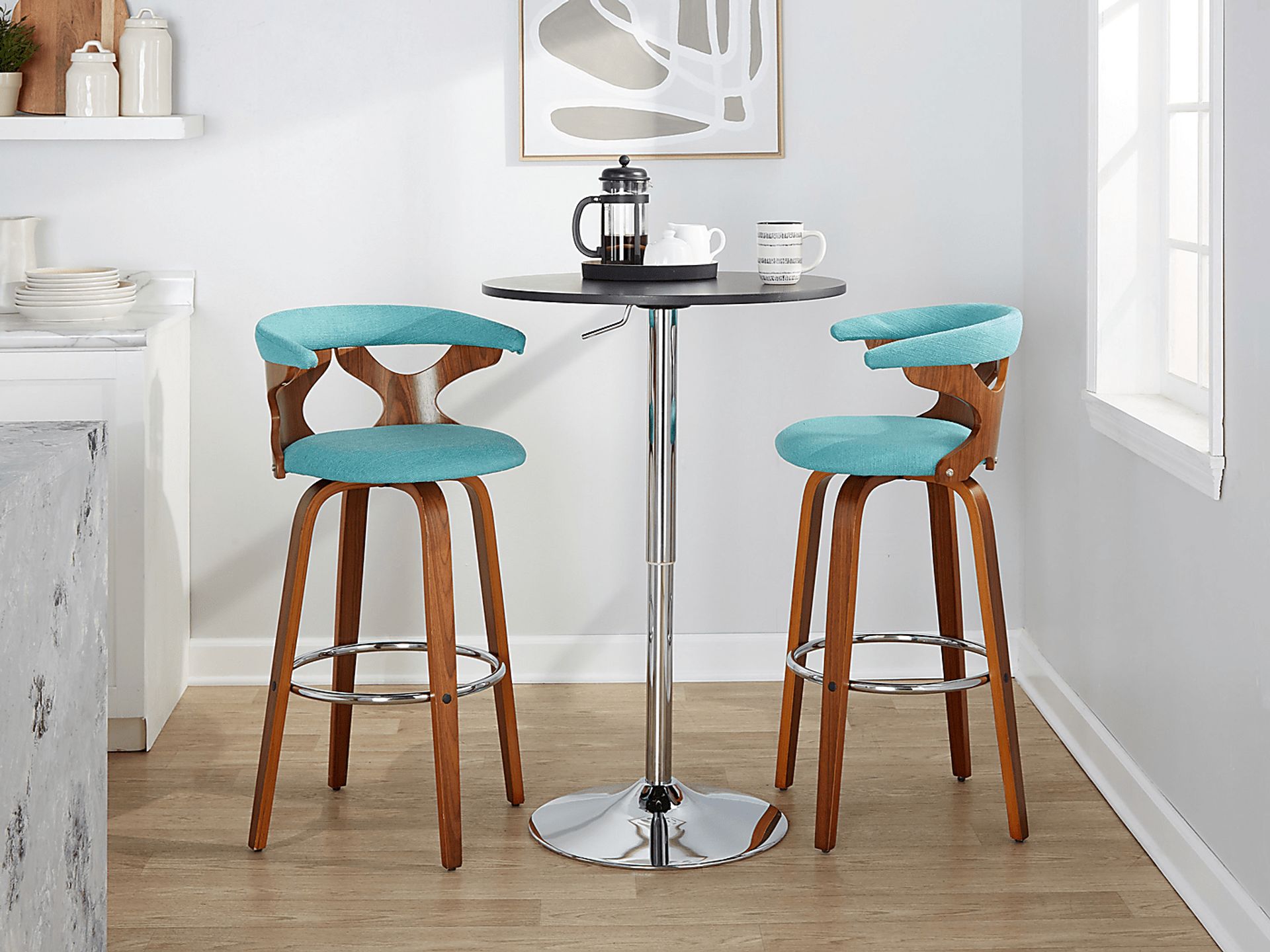 Wyndmoor III Teal Swivel Barstool, Set of 2 - Image 5