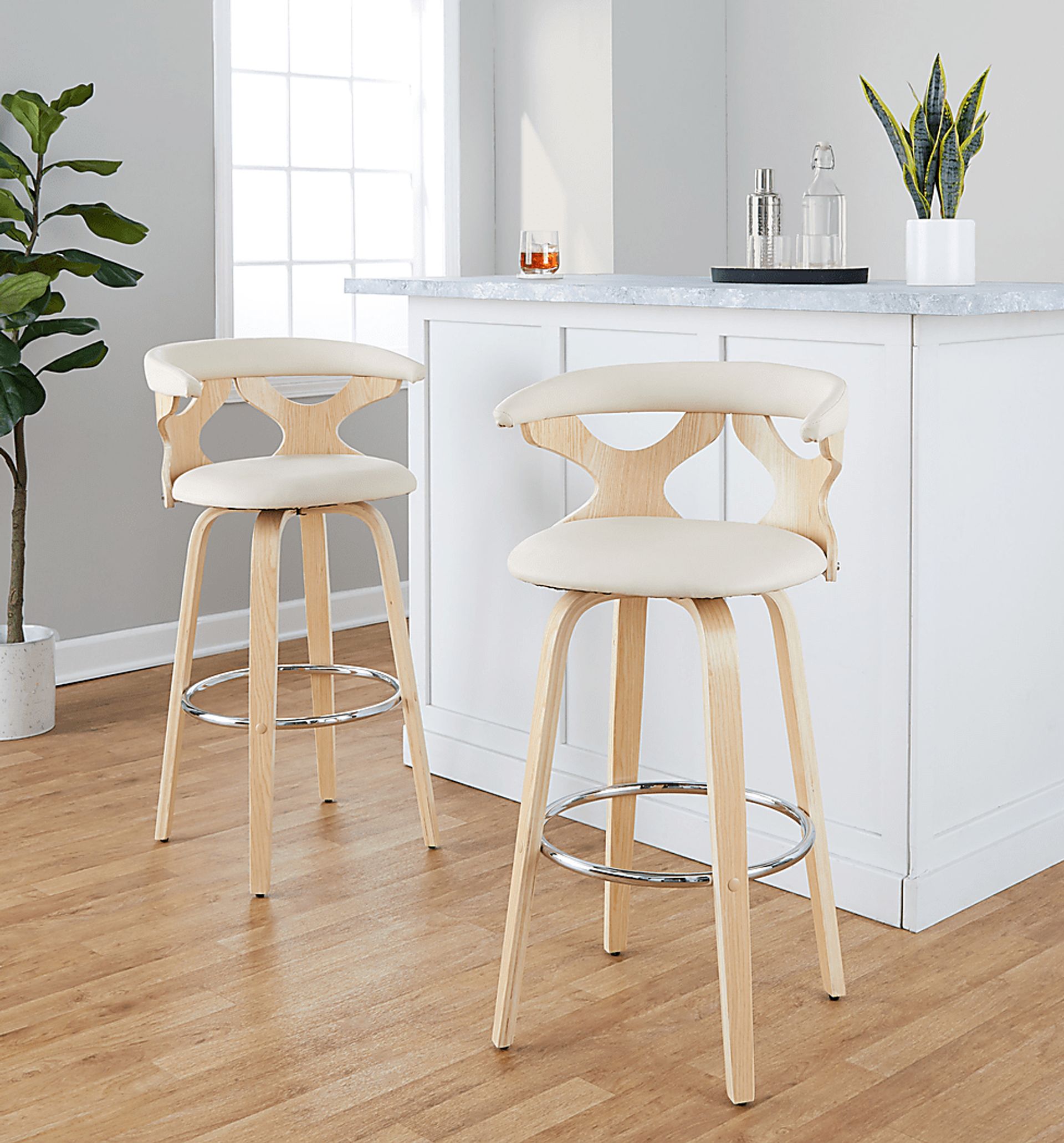 Wyndmoor IV Cream Swivel Barstool, Set of 2 - Image 2