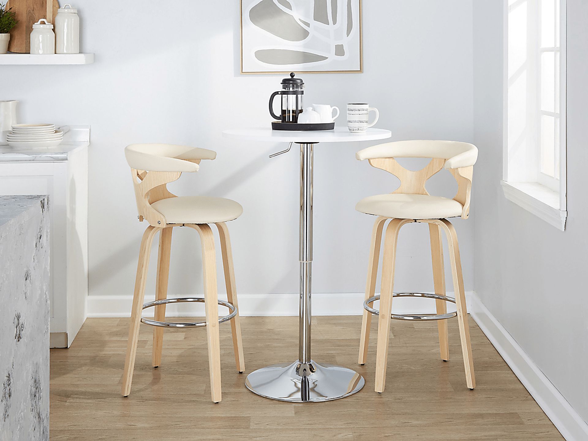 Wyndmoor IV Cream Swivel Barstool, Set of 2 - Image 4