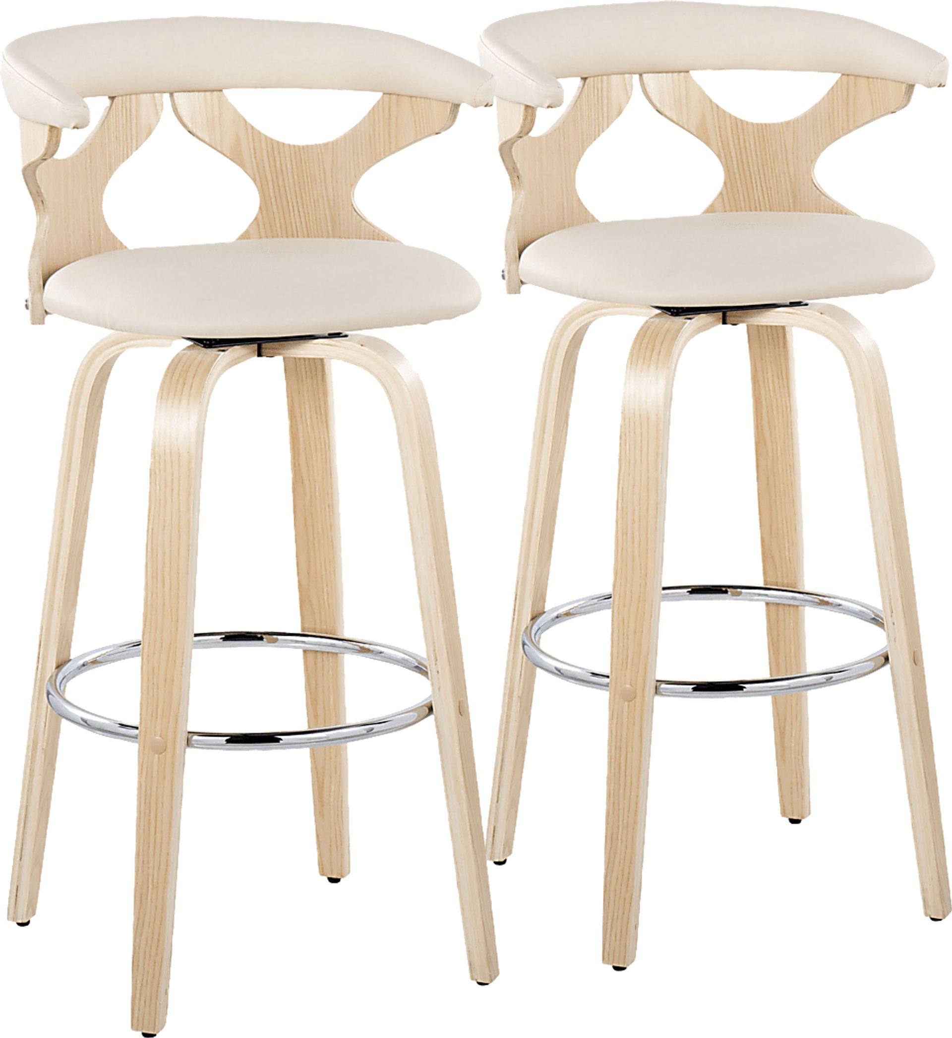 Wyndmoor IV Cream Swivel Barstool, Set of 2 - Image 1