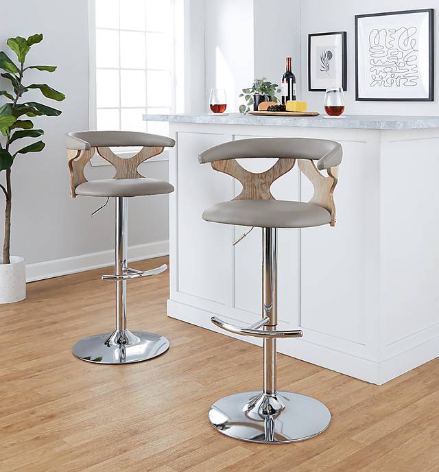 Wyndmoor IX Light Gray Adjustable Barstool, Set of 2 - Thumbnail - Image 2