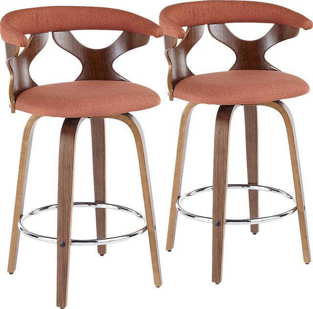 Wyndmoor Orange Counter Height Stool, Set of 2 - Thumbnail - Image 1