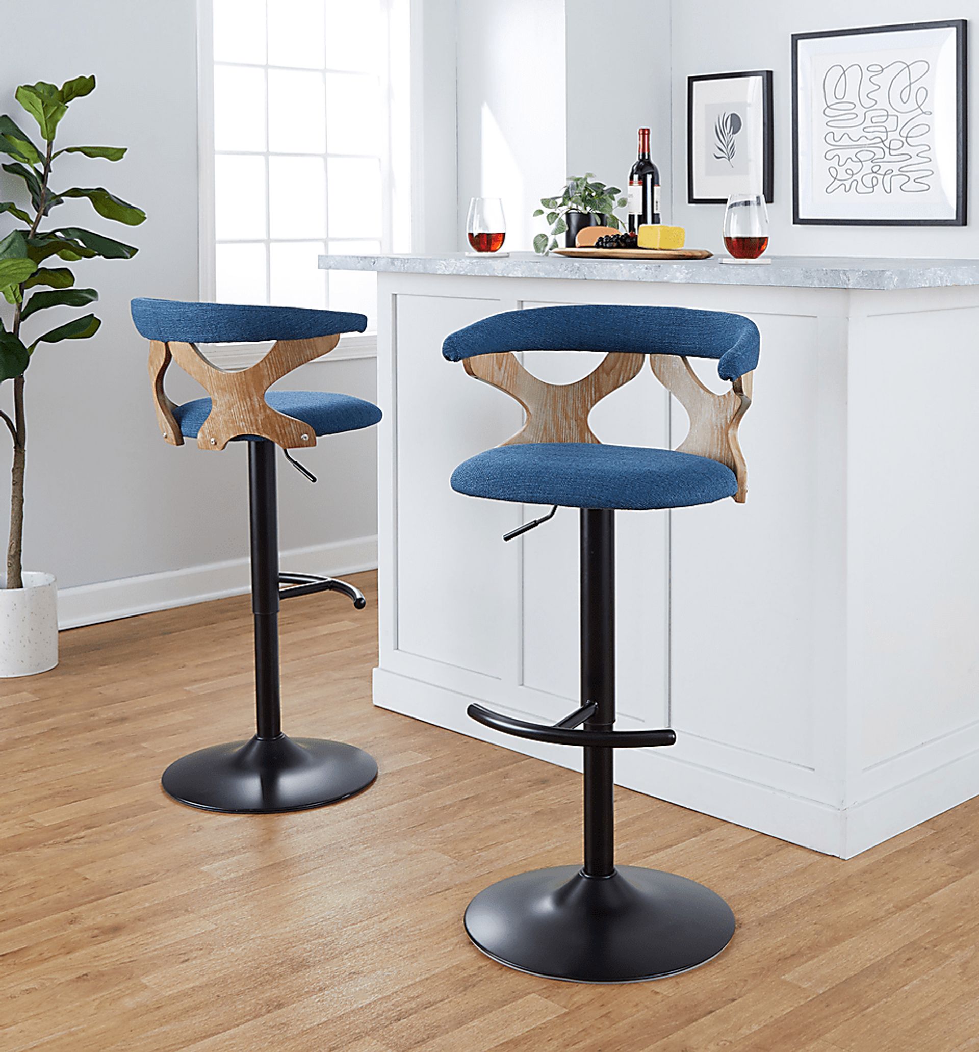 Wyndmoor VI Blue Adjustable Barstool, Set of 2 - Image 3