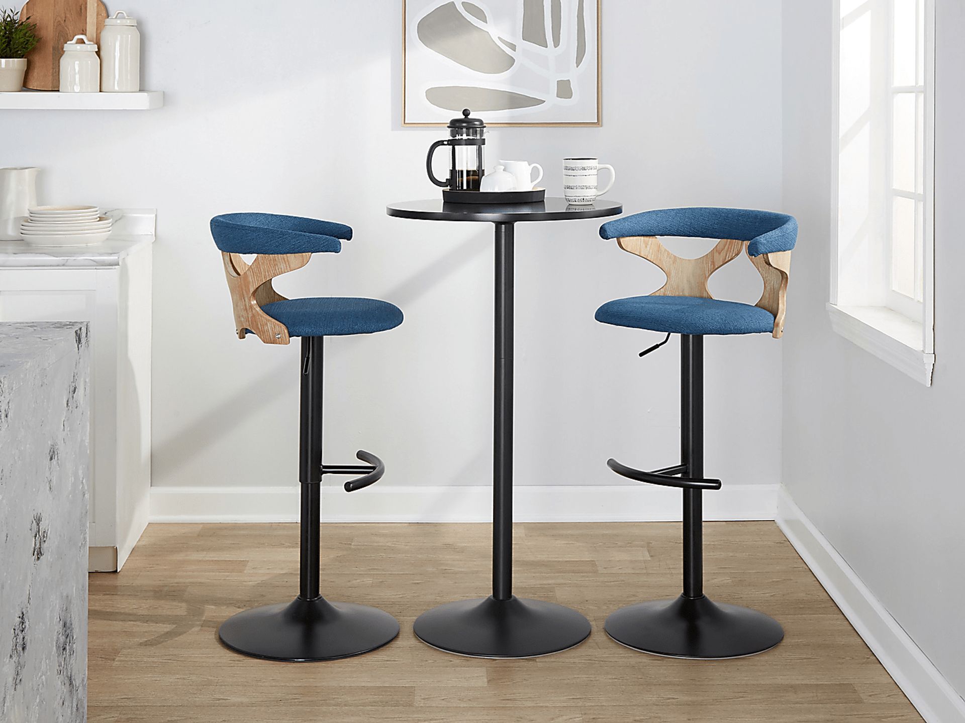 Wyndmoor VI Blue Adjustable Barstool, Set of 2 - Image 4