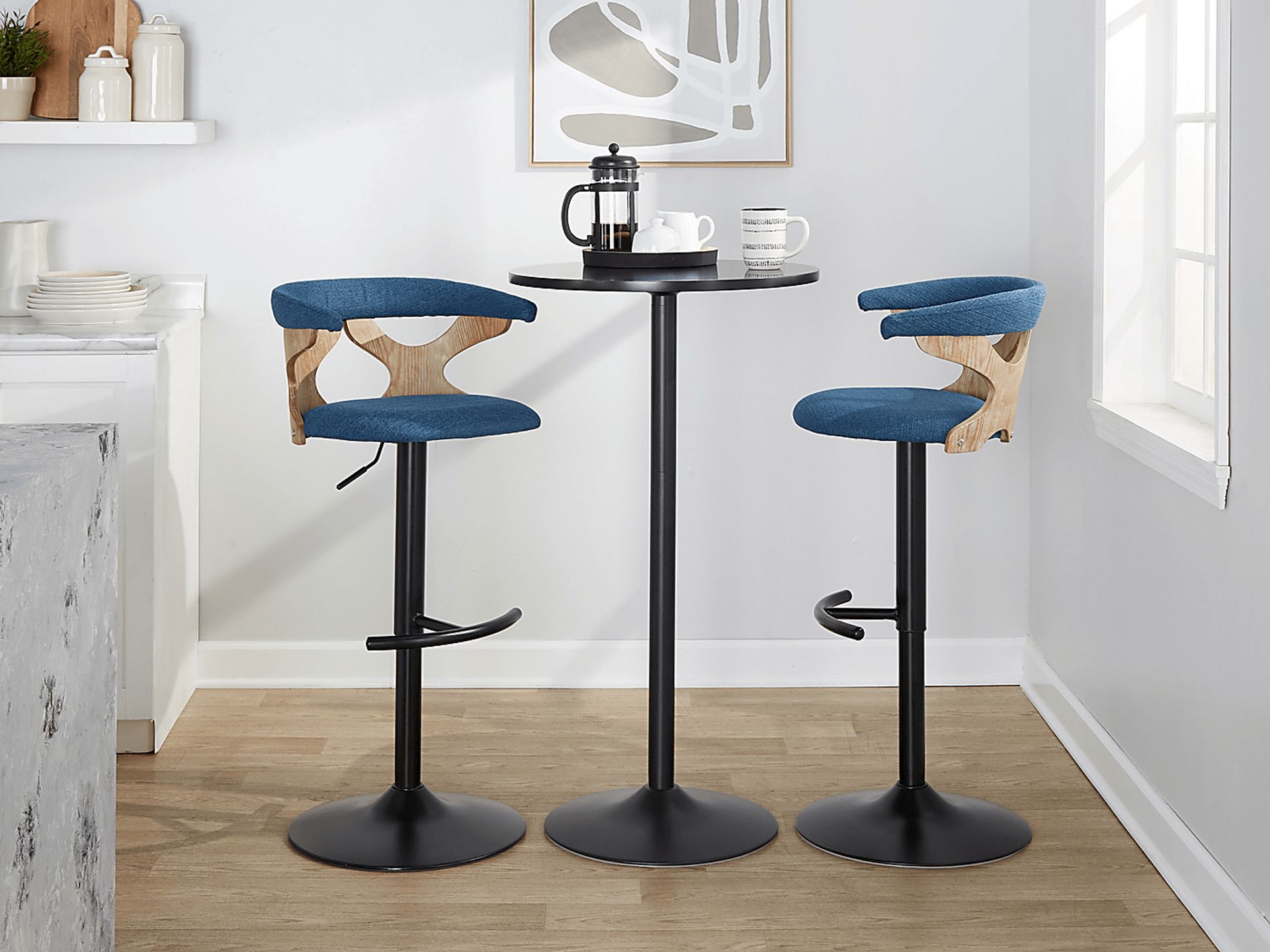 Wyndmoor VI Blue Adjustable Barstool, Set of 2 - Image 5