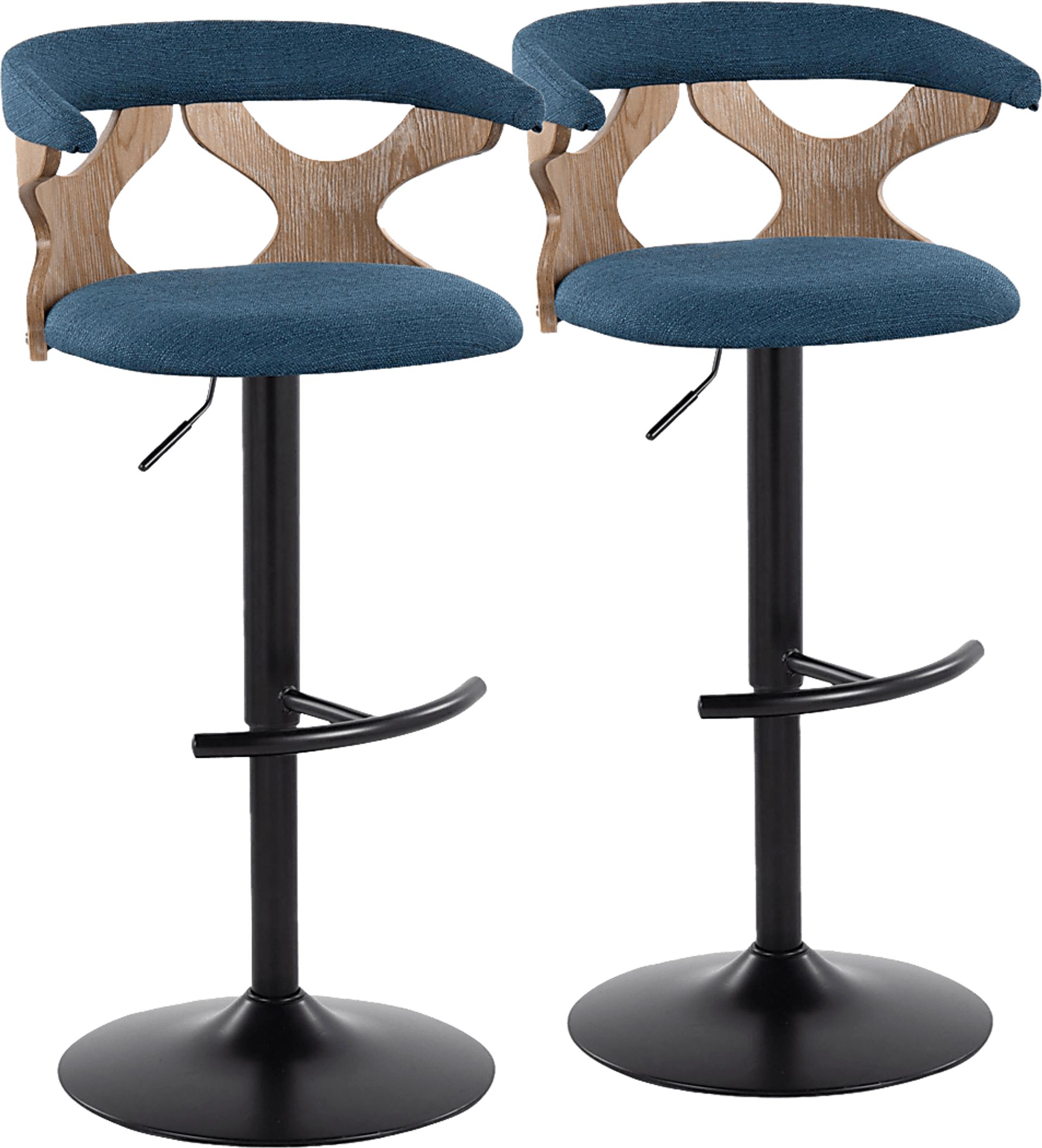 Wyndmoor VI Blue Adjustable Barstool, Set of 2 - Image 1