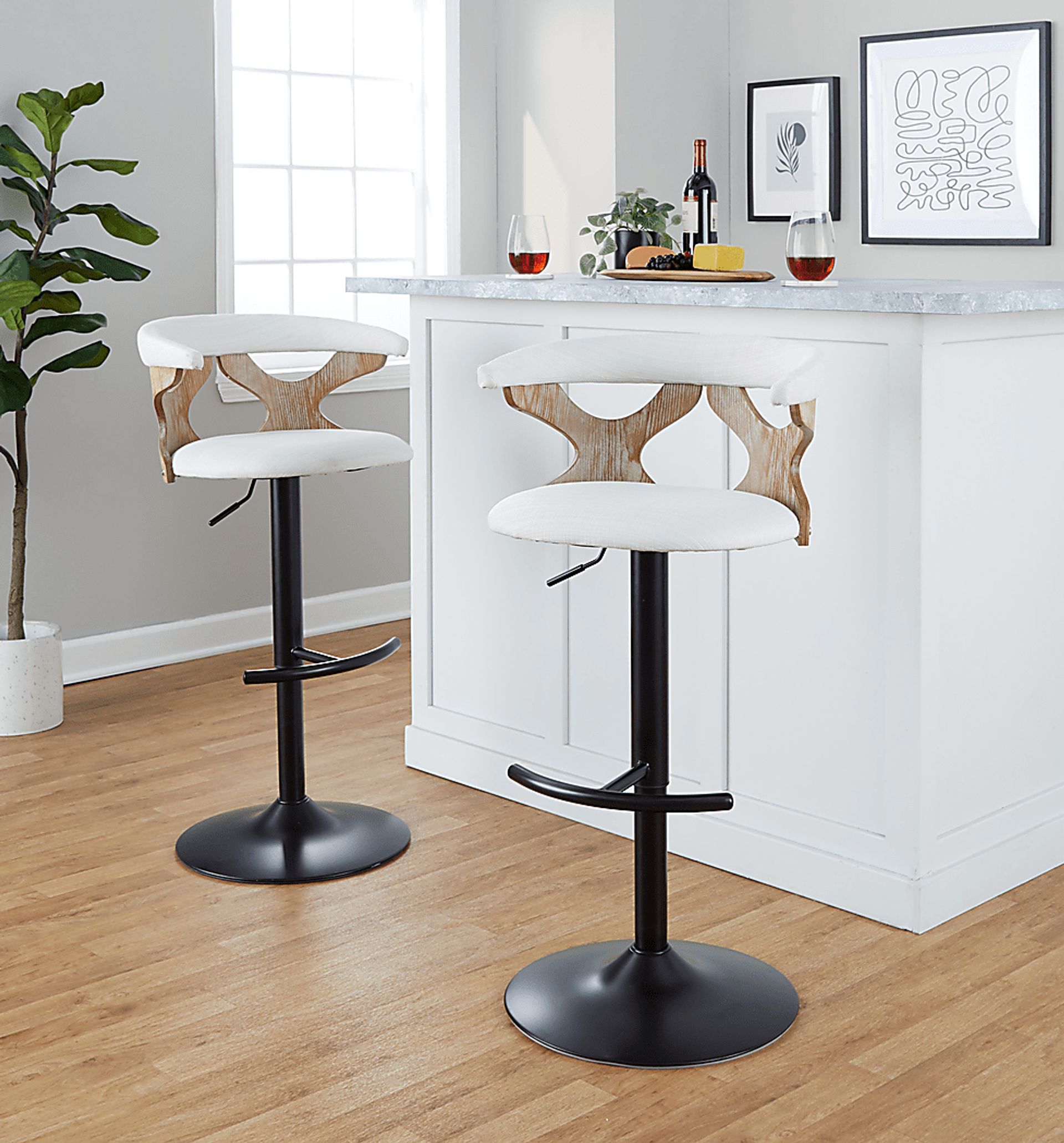 Wyndmoor VI Cream Adjustable Barstool, Set of 2 - Image 2