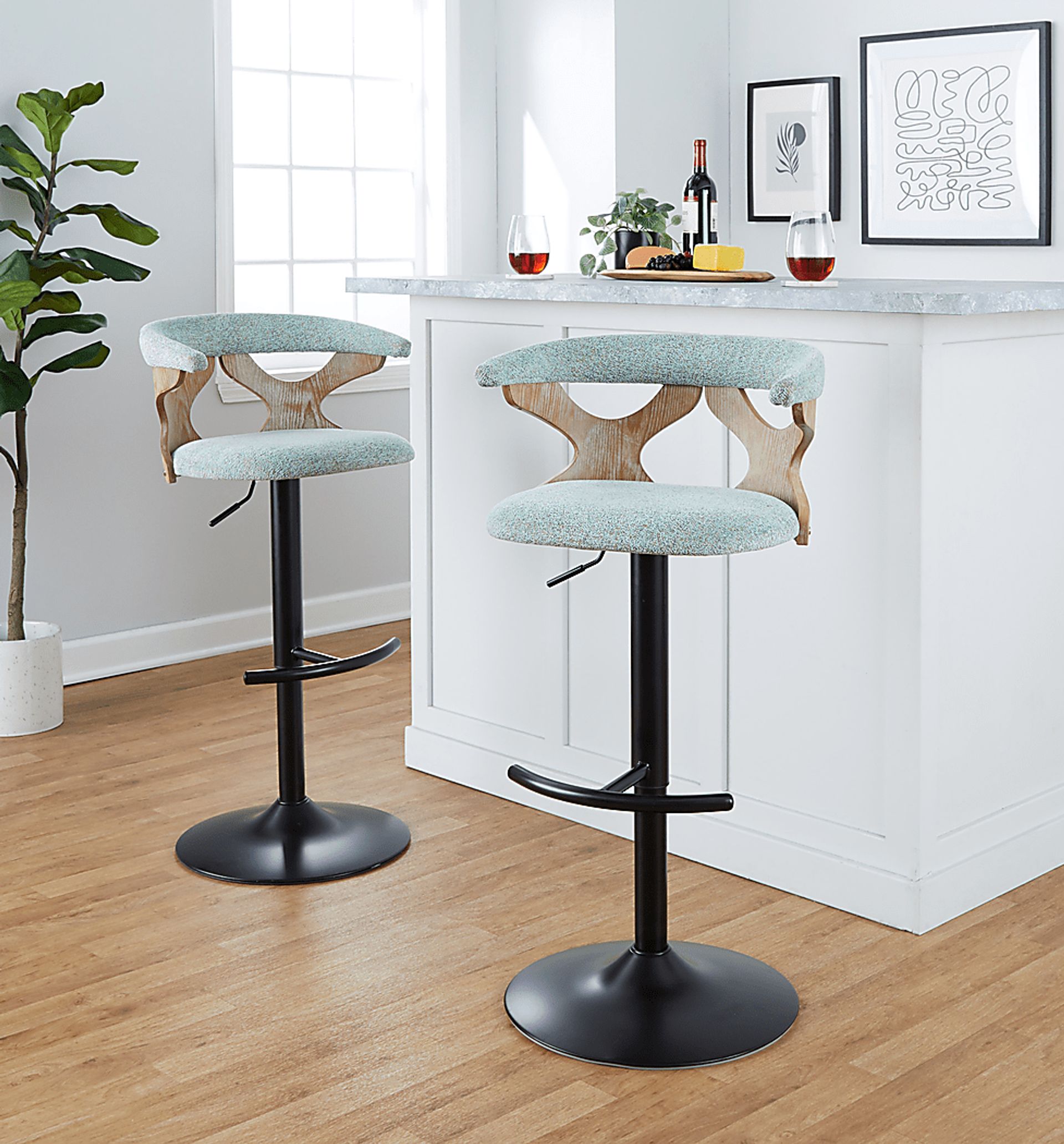 Wyndmoor VI Seafoam Adjustable Barstool, Set of 2 - Image 2