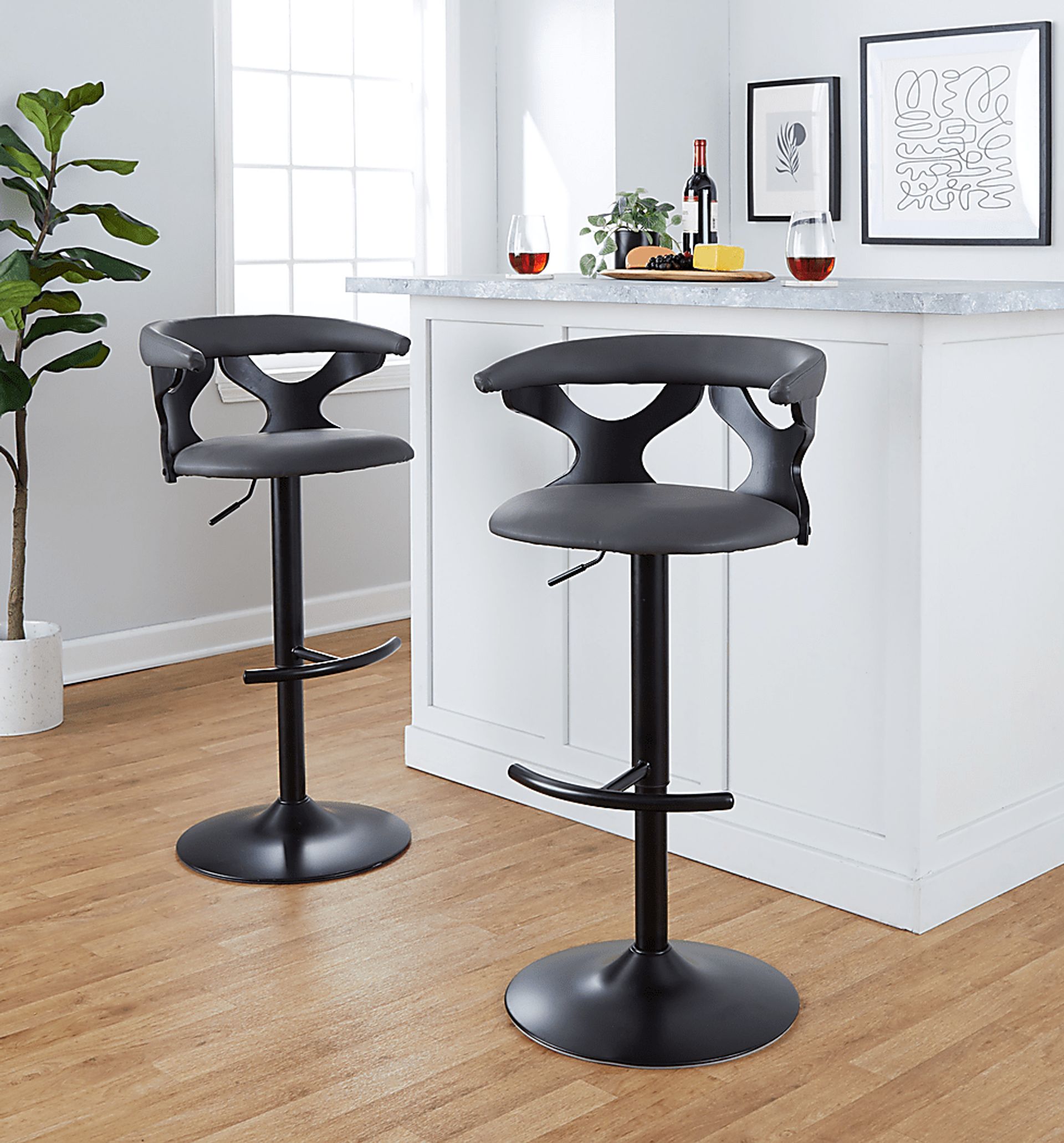Wyndmoor VII Black Adjustable Barstool, Set of 2 - Image 2